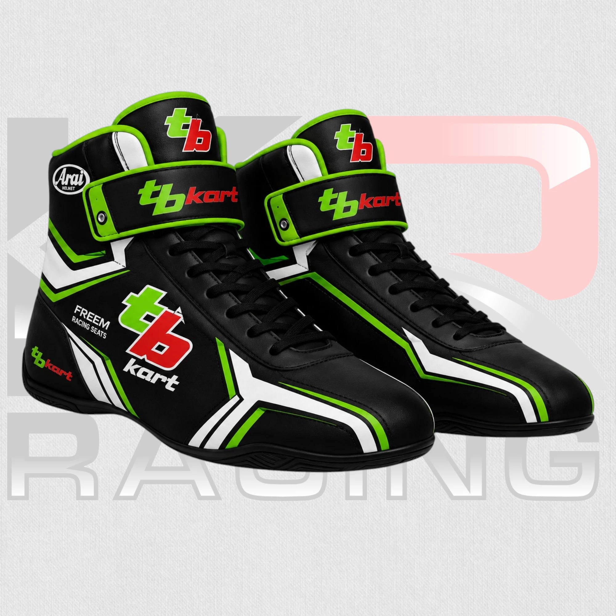 TB Kart Velocity Pro Kart Racing Shoes White & Black