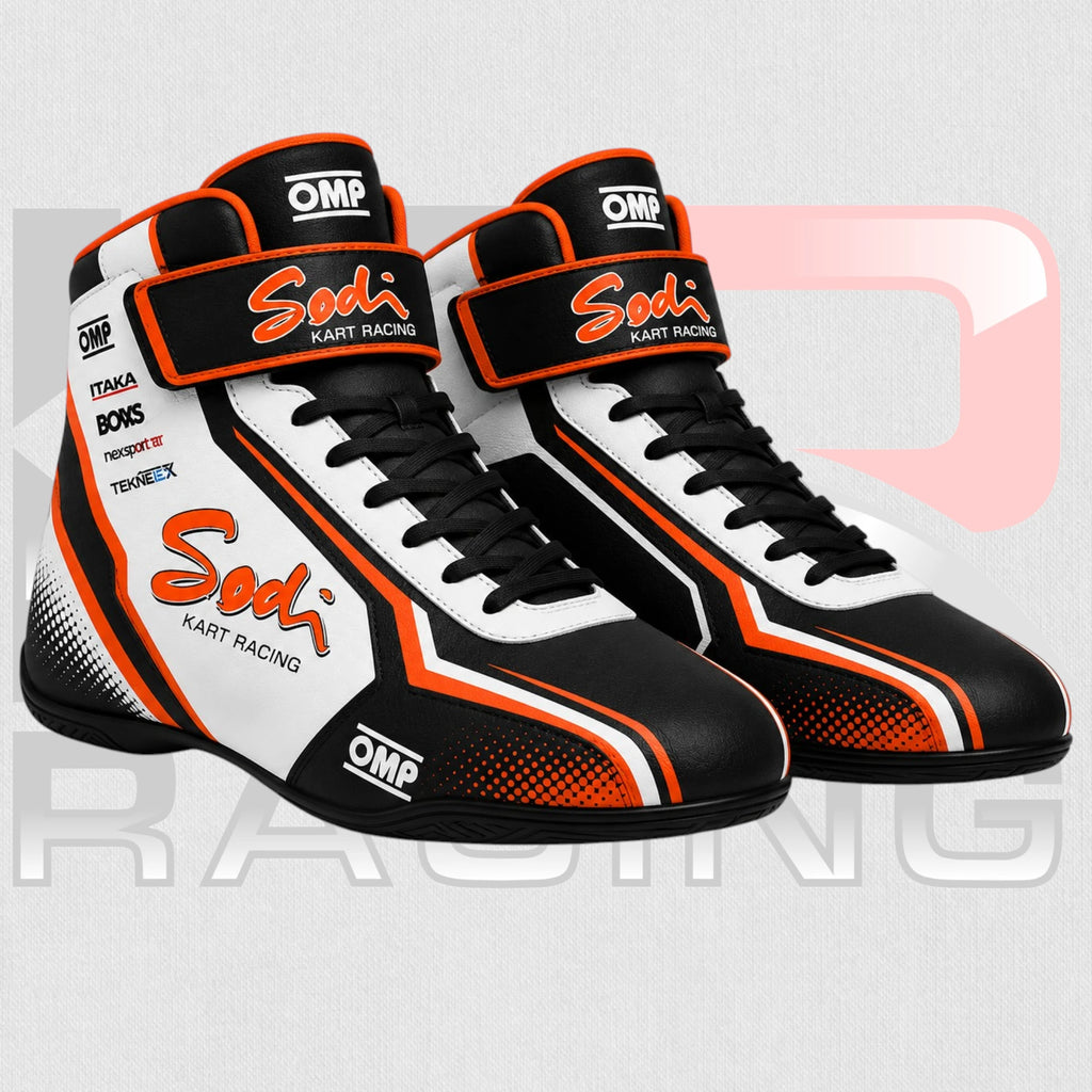 OMP New SODI Kart Racing Boots Orange & Black & White