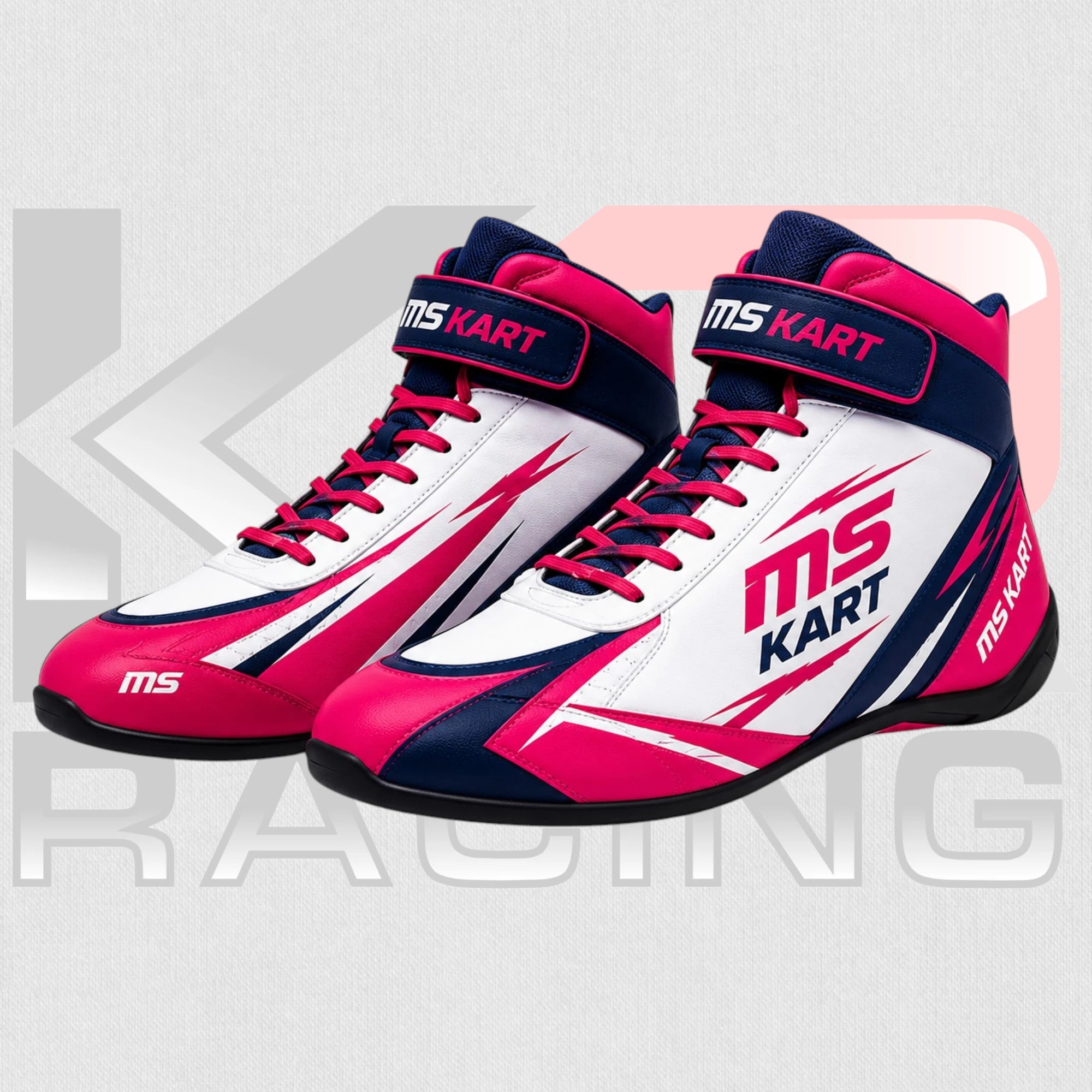MS Kart Pro Performance Kart Racing Shoes Pink & White