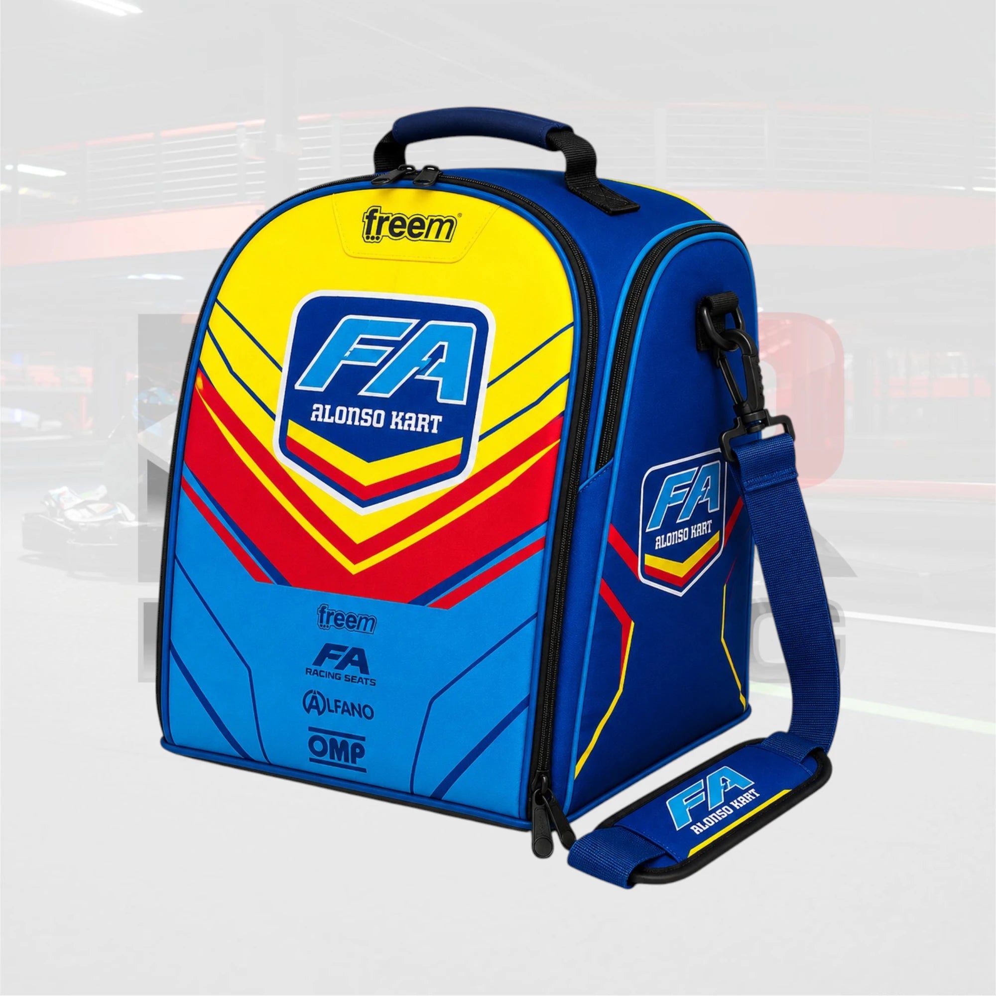 FA Alonso Kart Blue Yellow Racing Helmet Bag