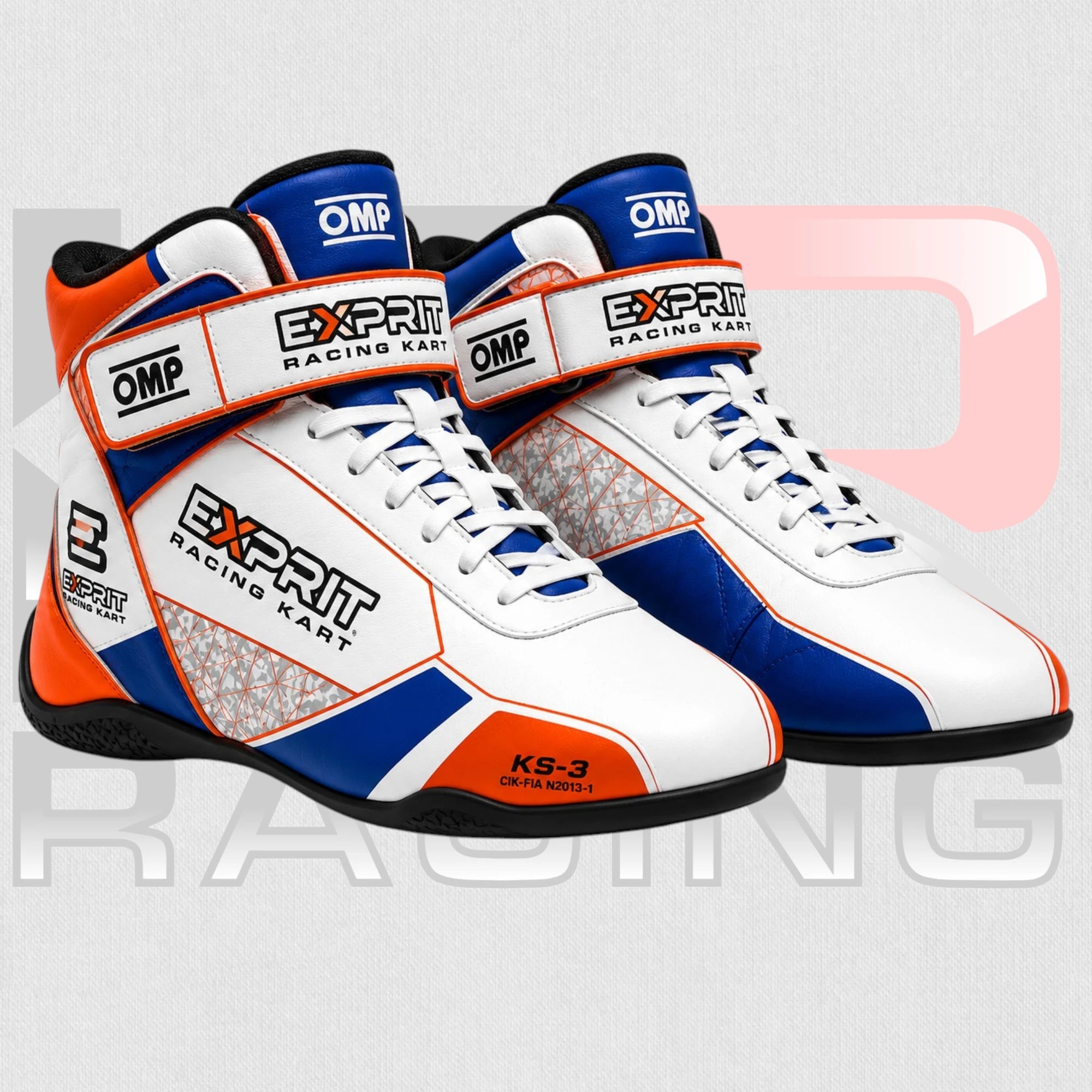Exprit Elite Kart Racing Boots – White & Blue Edition