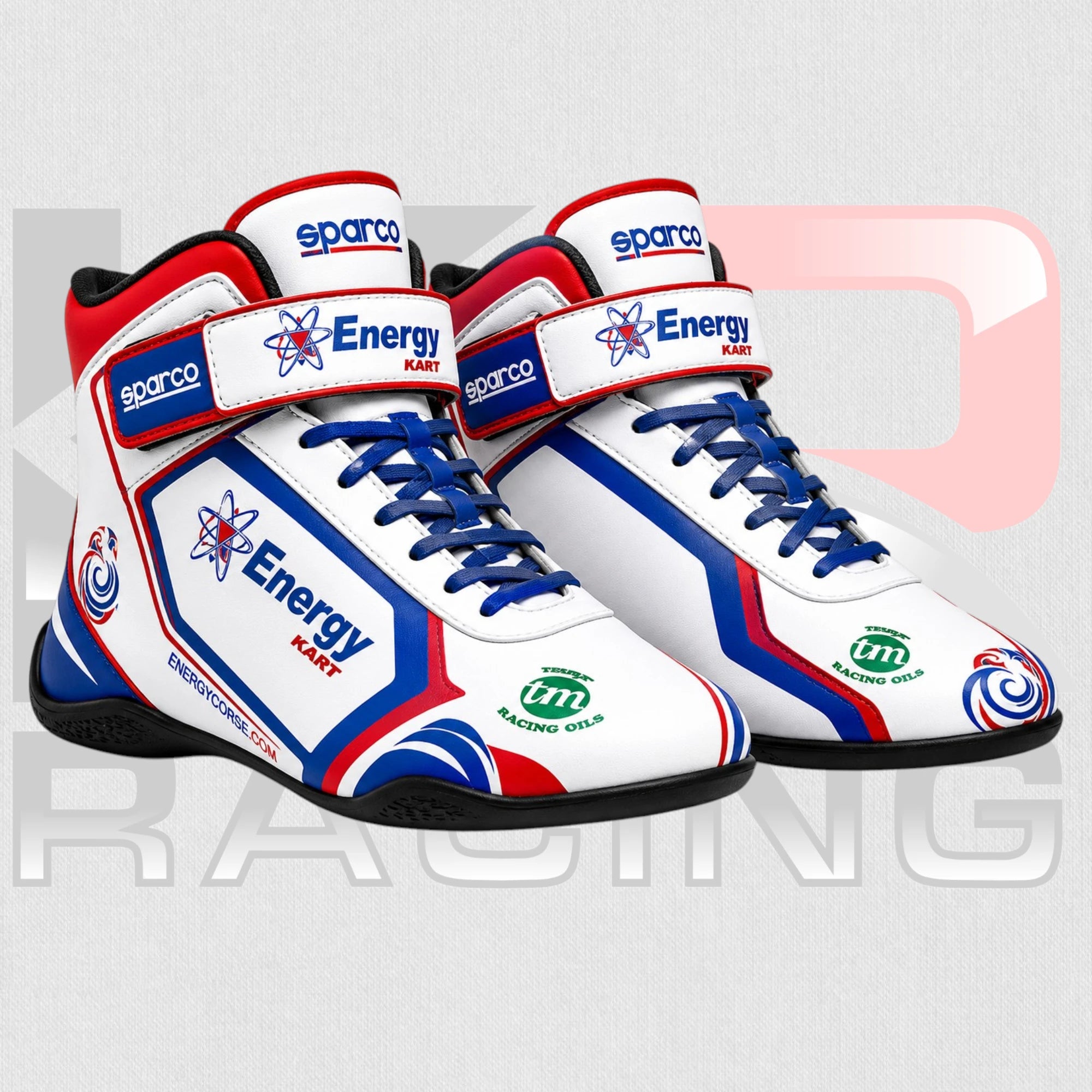 Energy Kart Pro Racing Shoes – White/Blue/Red Edition