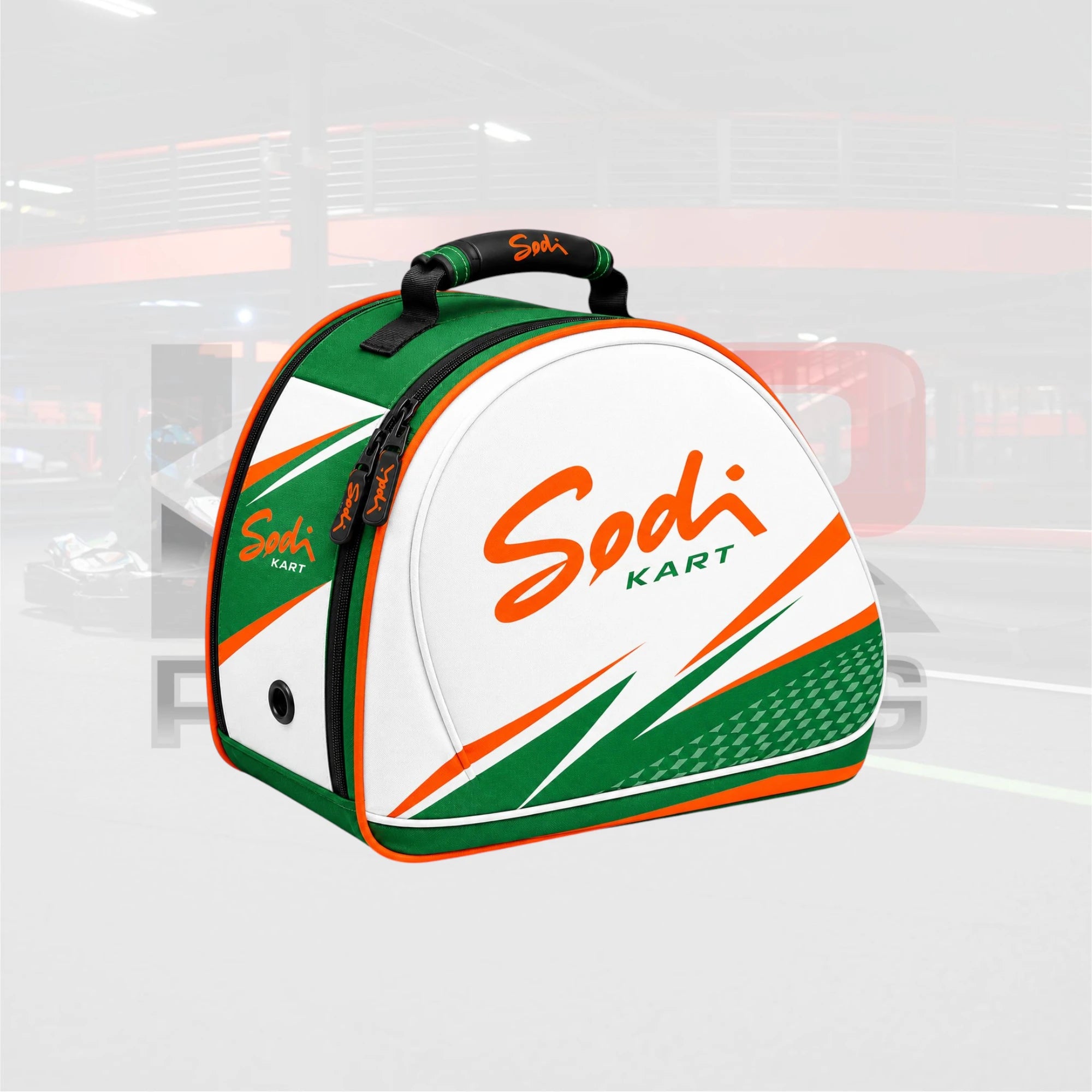 Sodi Kart Performance Helmet Bag – Green Orange White Racing Style