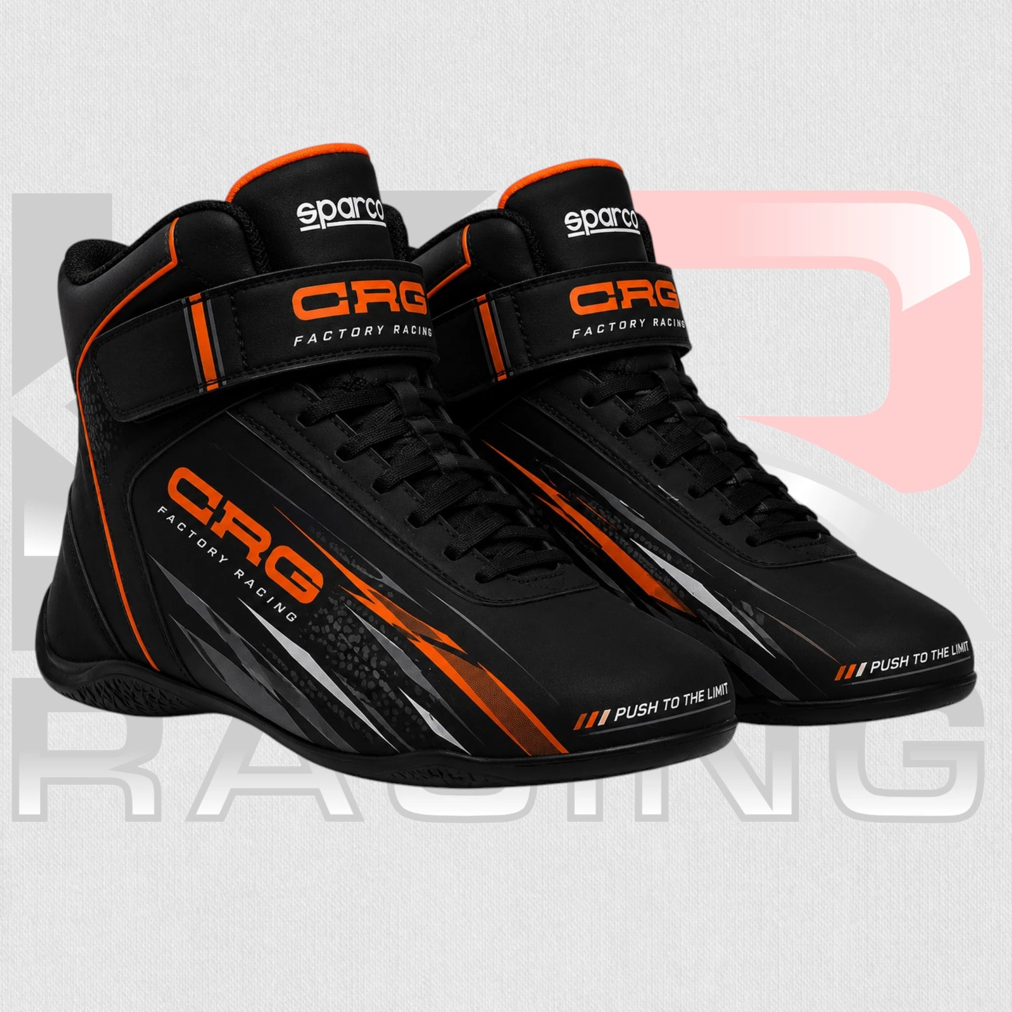 CRG Factory Racing Kart Shoes – Black & Orange Edition
