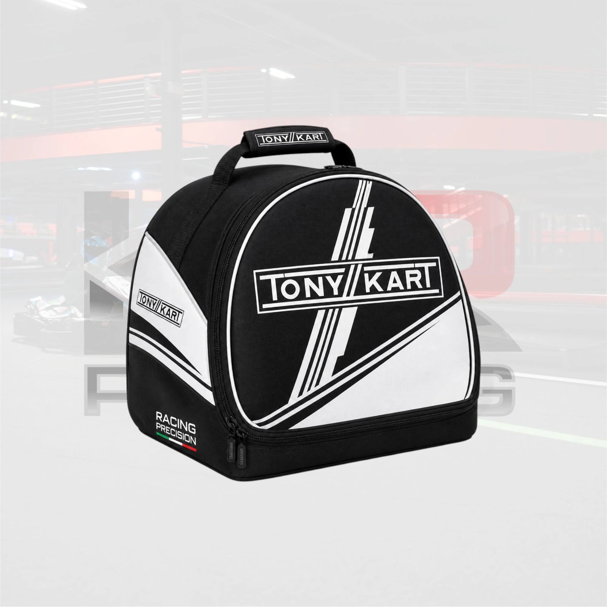 Tony Kart Performance Helmet Bag – Black & White Track Style