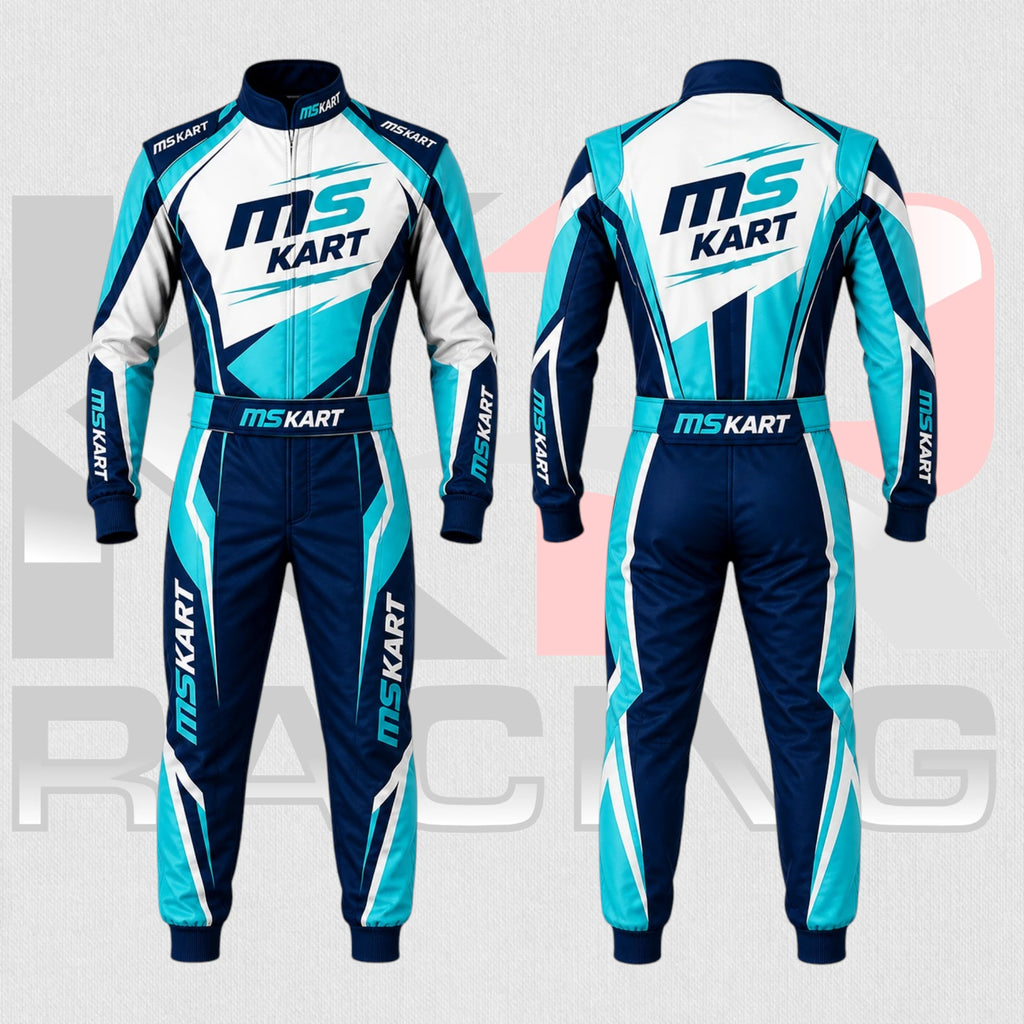New MS Kart Racing Suit White & Syan
