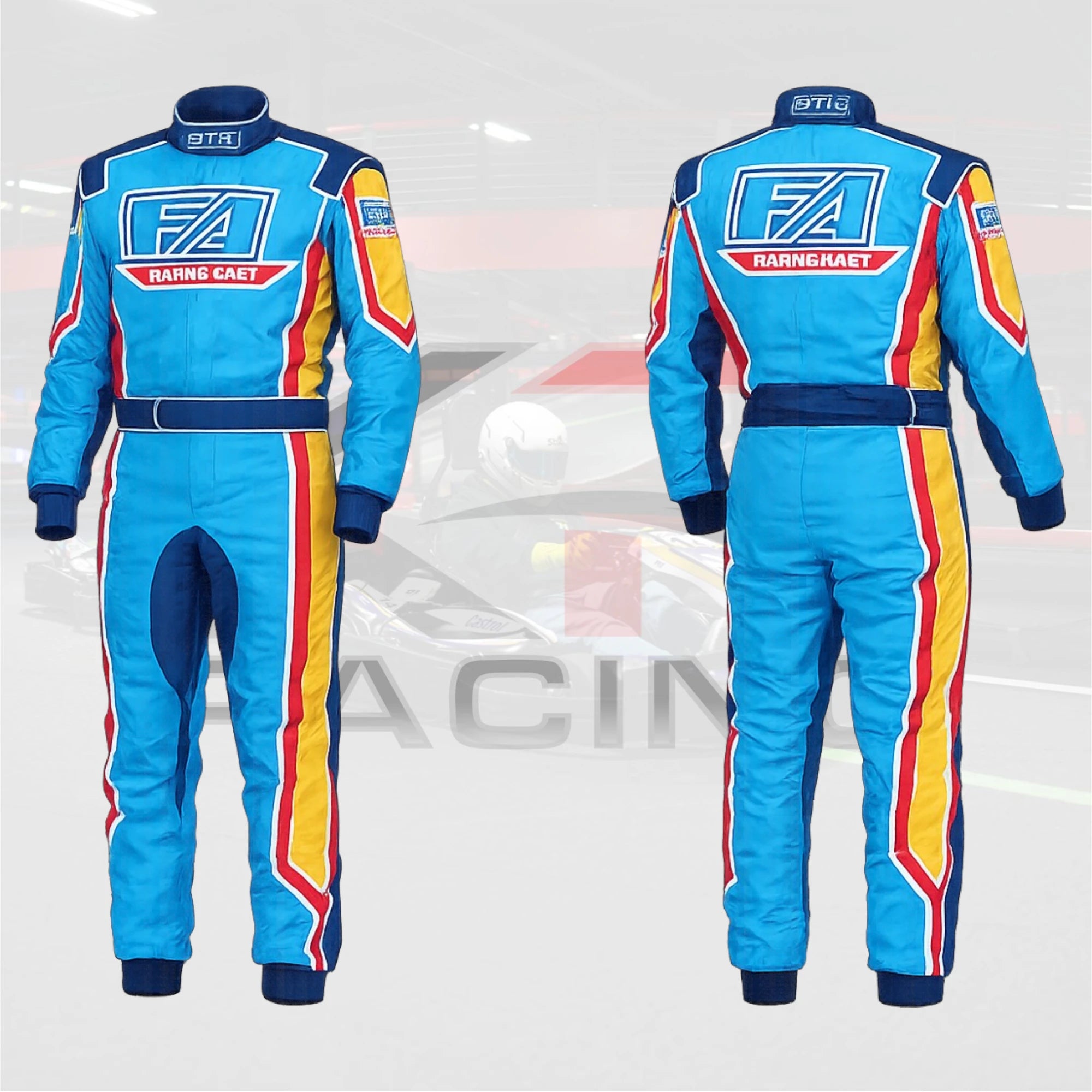 OMP FA  Blue Kart Racing Suit Retro Sky