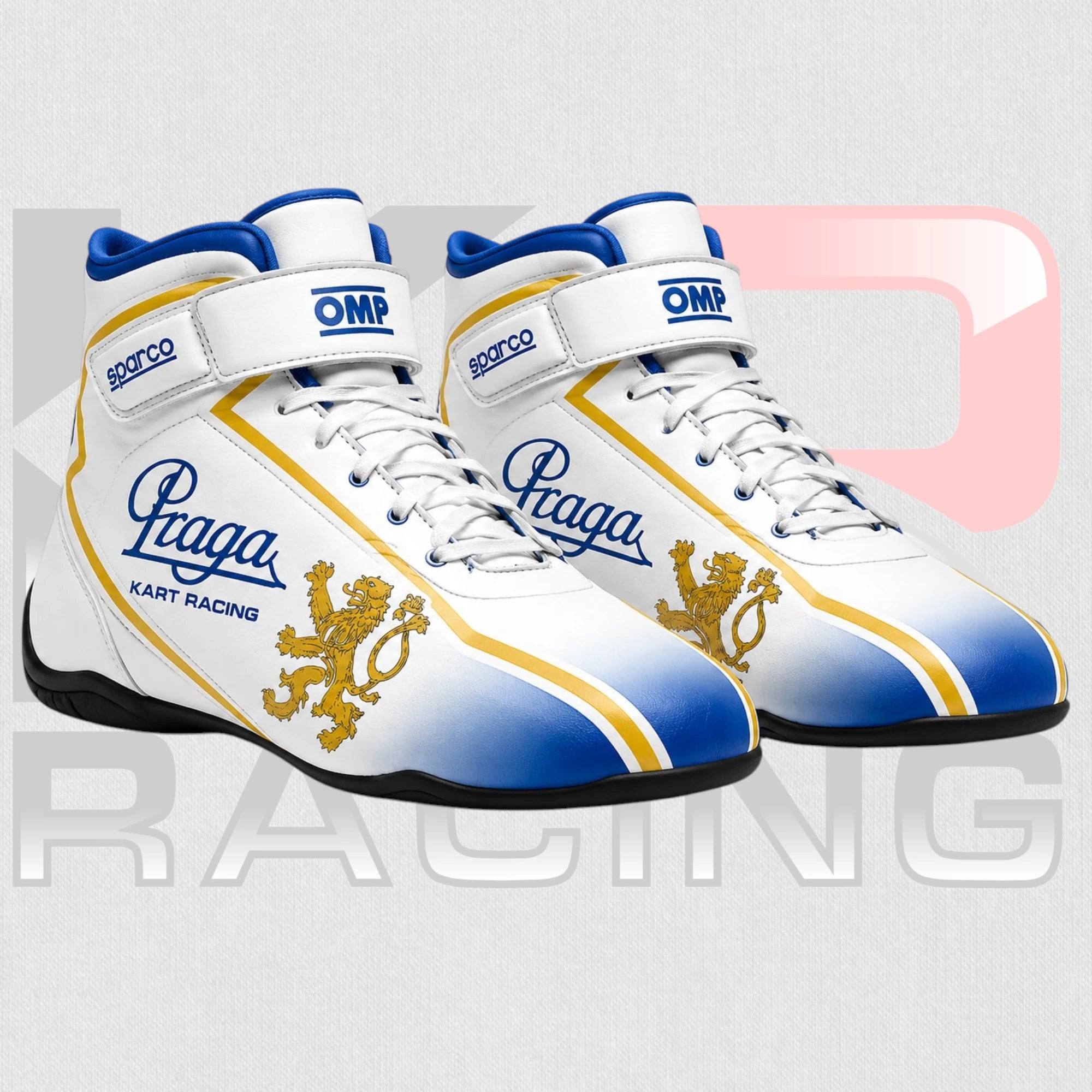 Praga OMP Kart Racing Shoes – Blue & Gold Edition