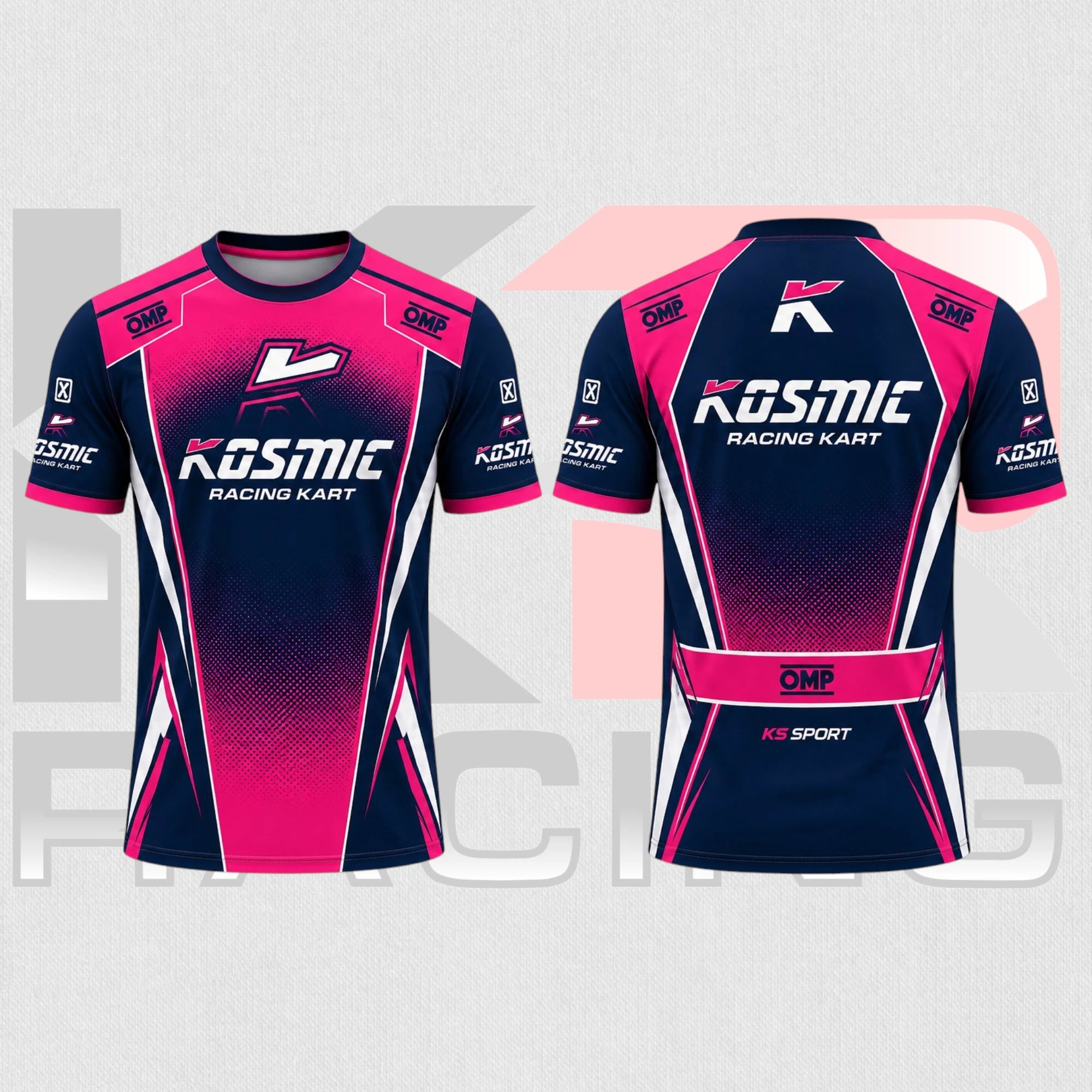 Kosmic Pink Navy Racing Performance T-Shirt