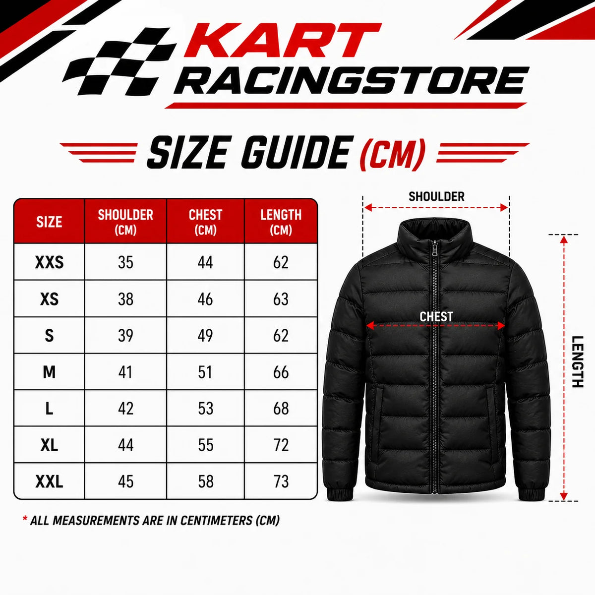 Energy Kart Racing Puffer Jacket – Blue & Red