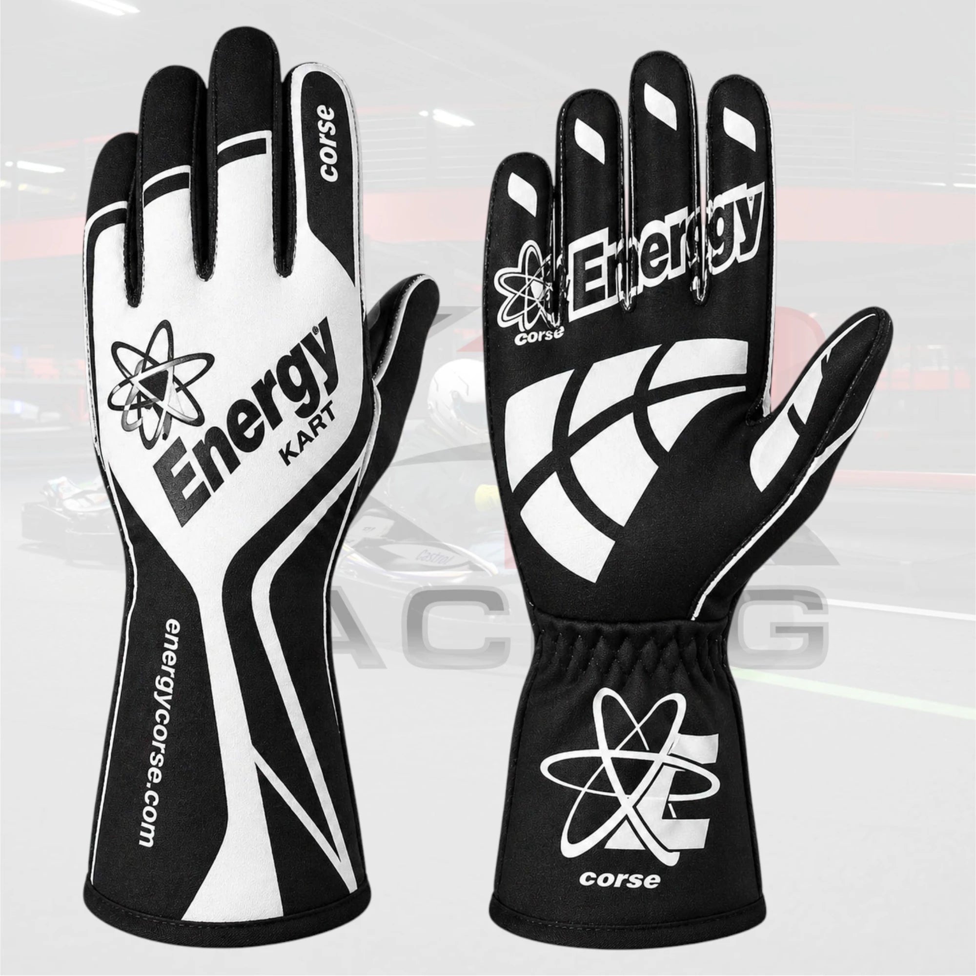 New K1 Energy Corse kart Racing gloves Black White