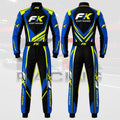 New 2025 FK Kart Racing Team Suit Black / Blue / Neon yellow