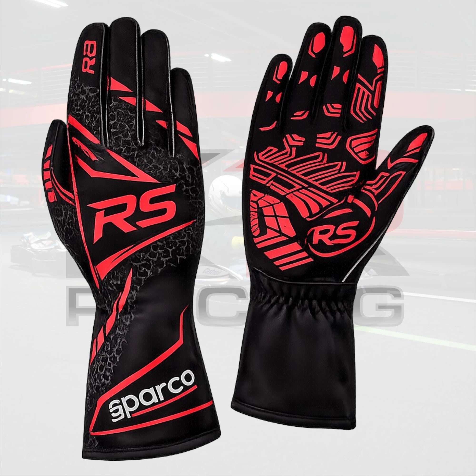 New RS Kart Racing Gloves  Black / Red