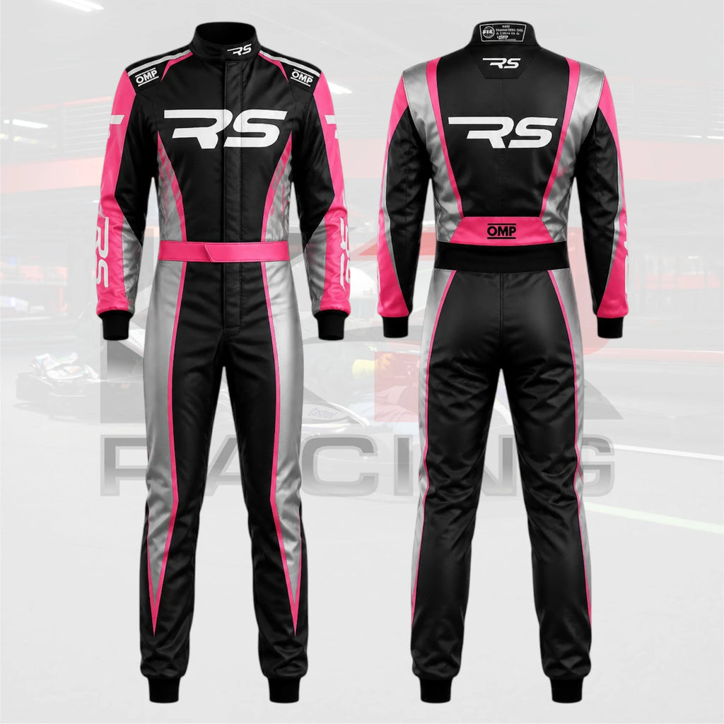 2026 New RS Kart Racing Suit Black / Silver / Pink