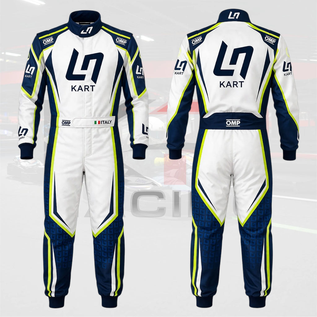 New 2025 OMP LN Kart Racing suit White & Blue