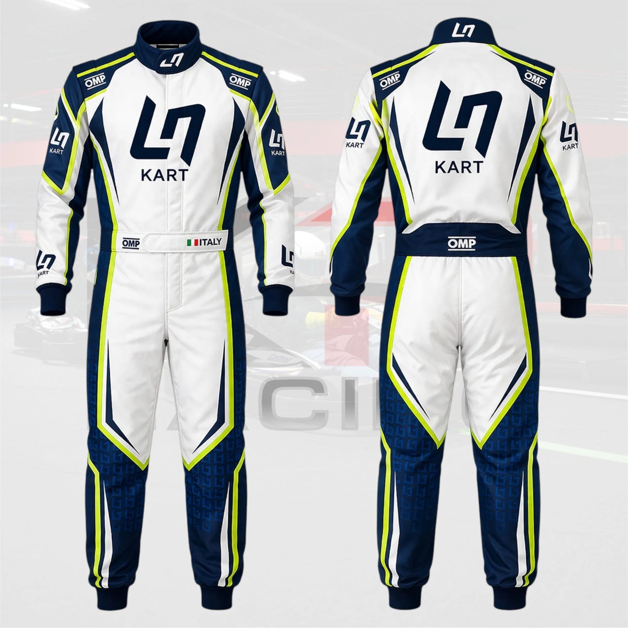 New 2025 OMP LN Kart Racing suit White & Blue