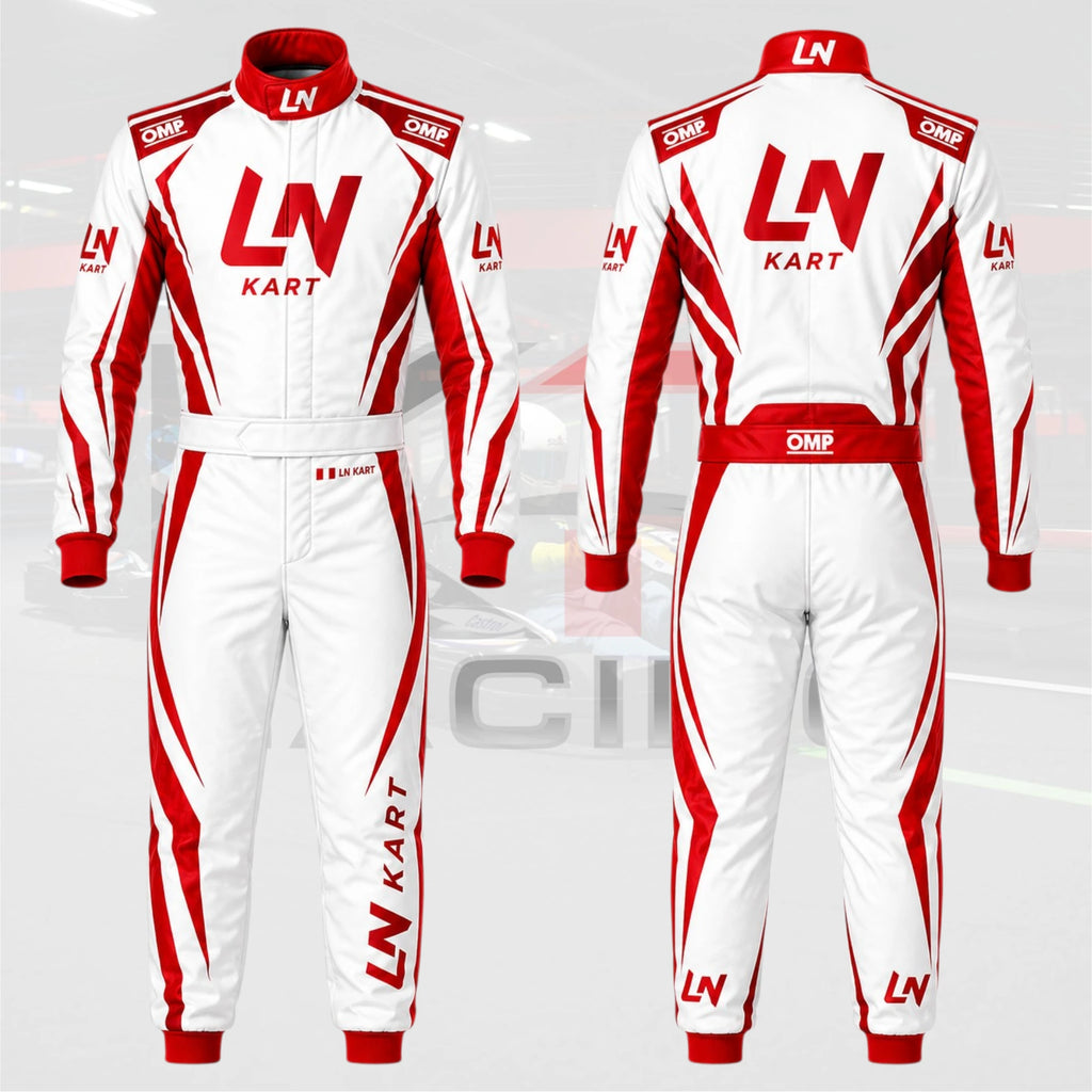 2025 OMP LN Kart Racing suit White & Red
