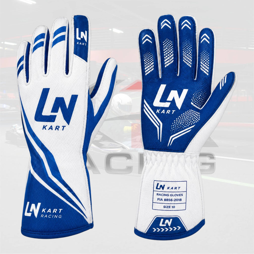 New LN kart Racing gloves Blue & White