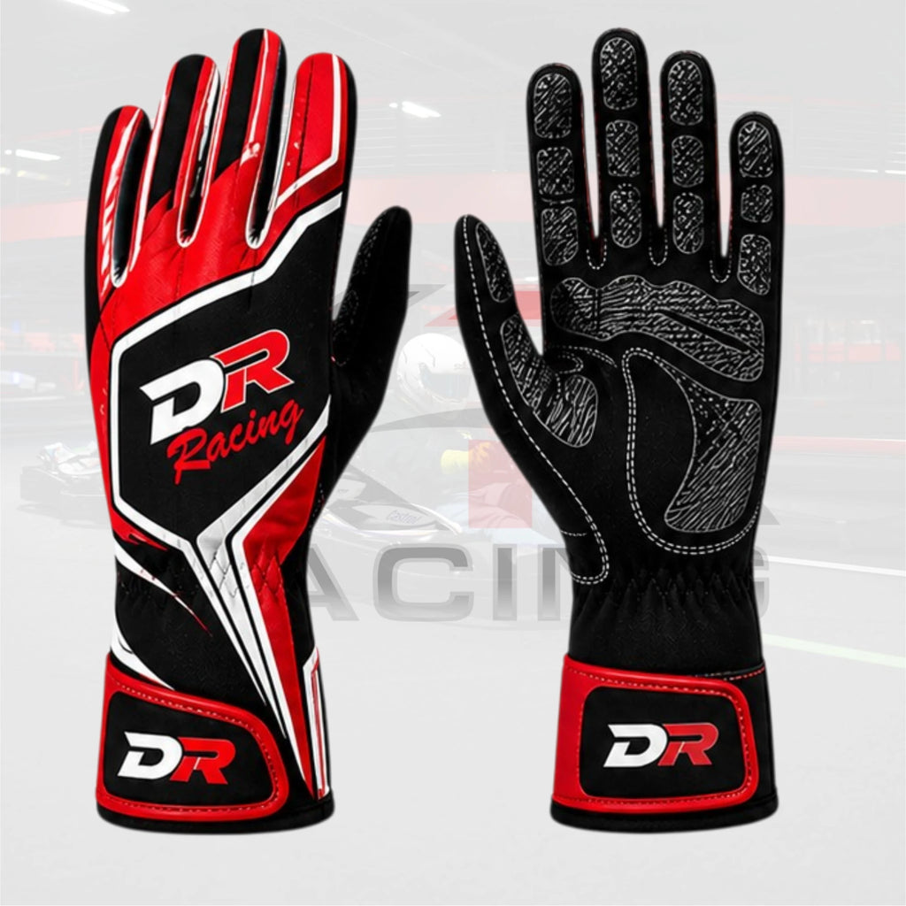 DR Pro Series Kart Racing Gloves red white black