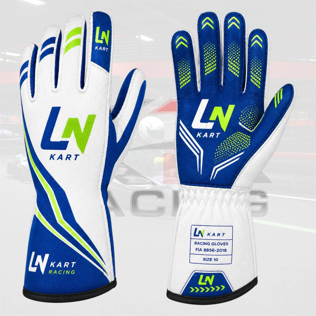 New 2025 LN kart Racing gloves Blue & White