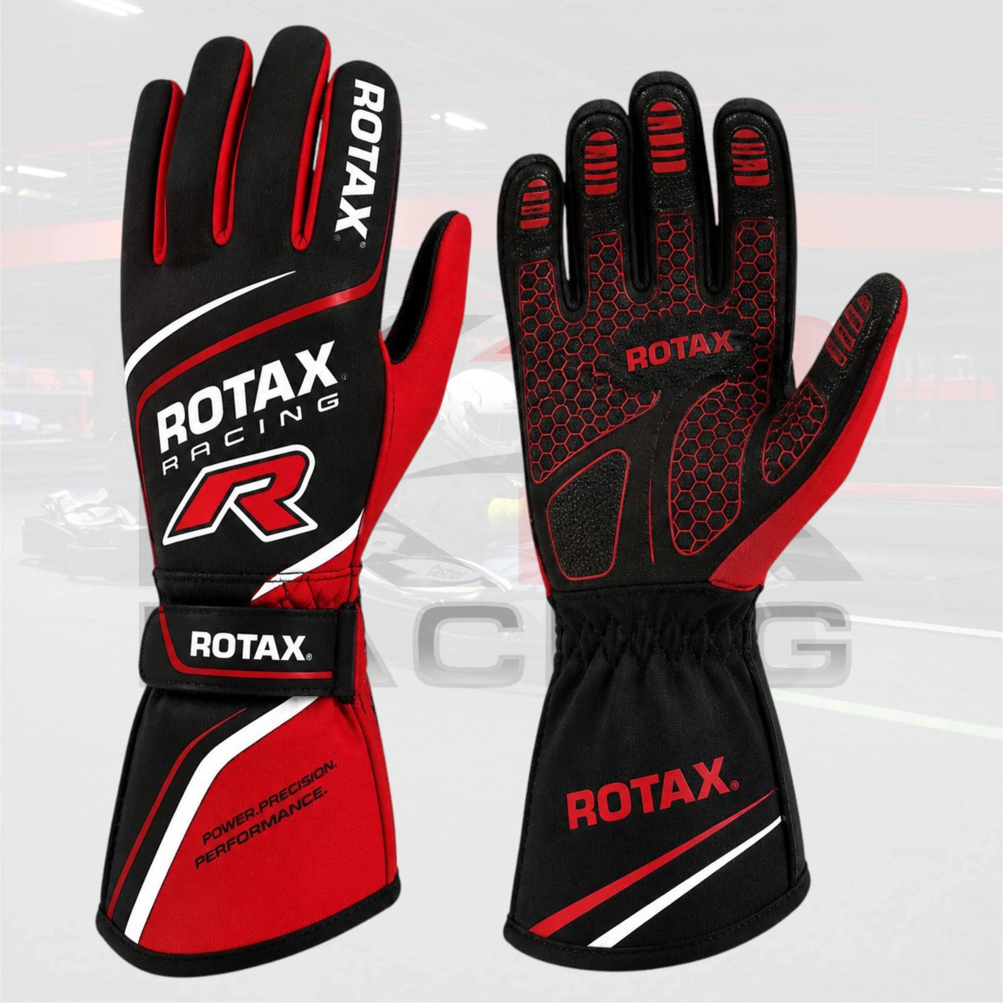 ROTAX red / black kart racing gloves (2026)
