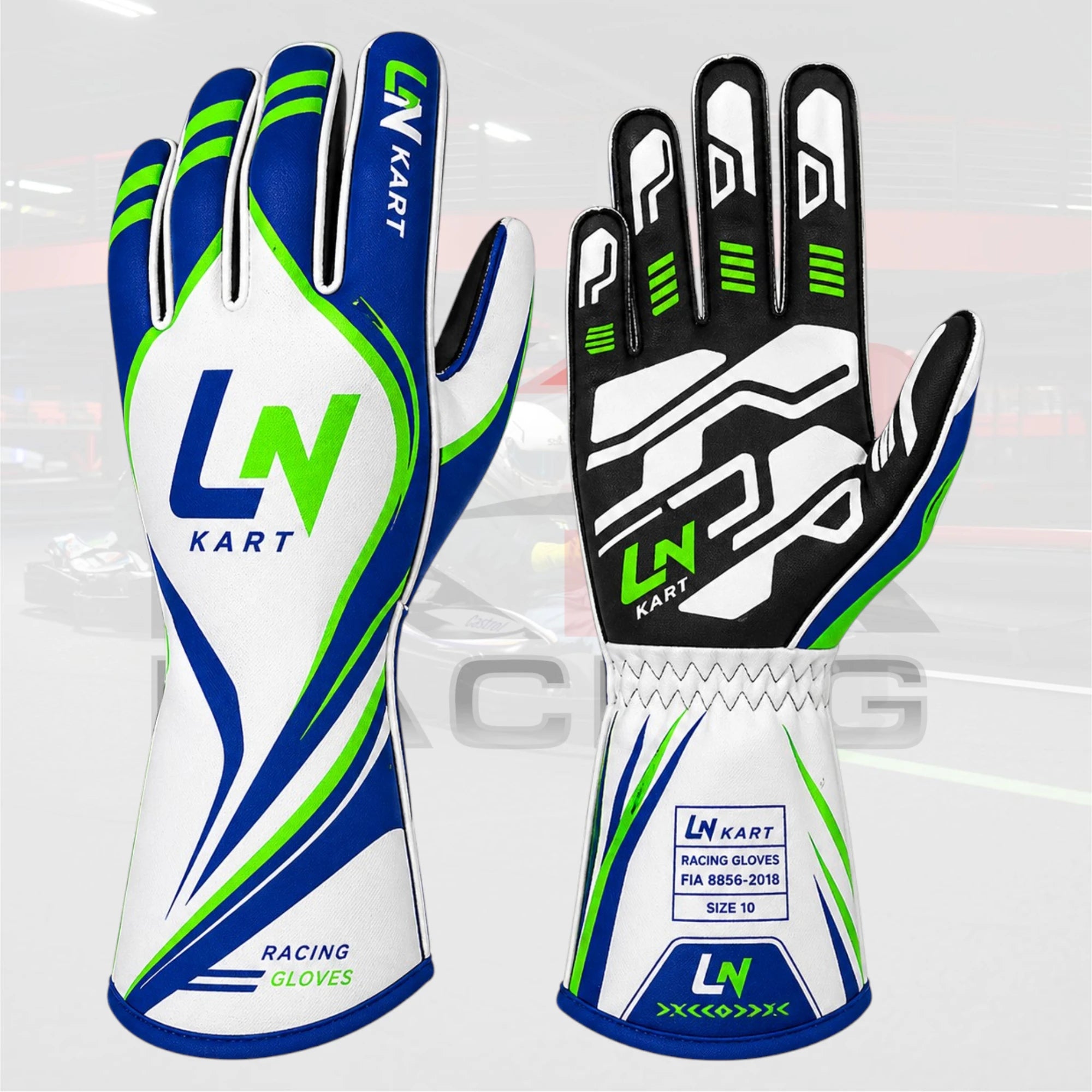 2025 LN kart Racing gloves White & Green