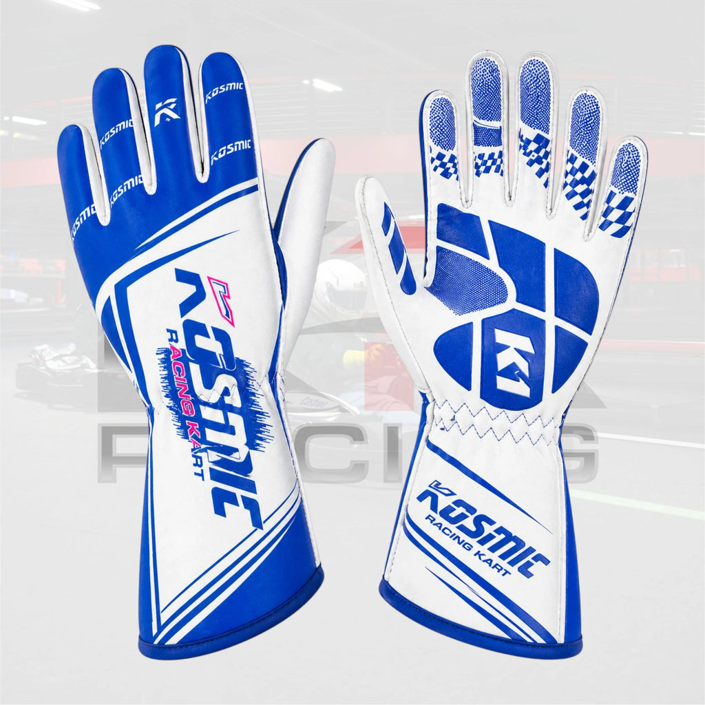 Kosmic Kart Racing Gloves Blue White