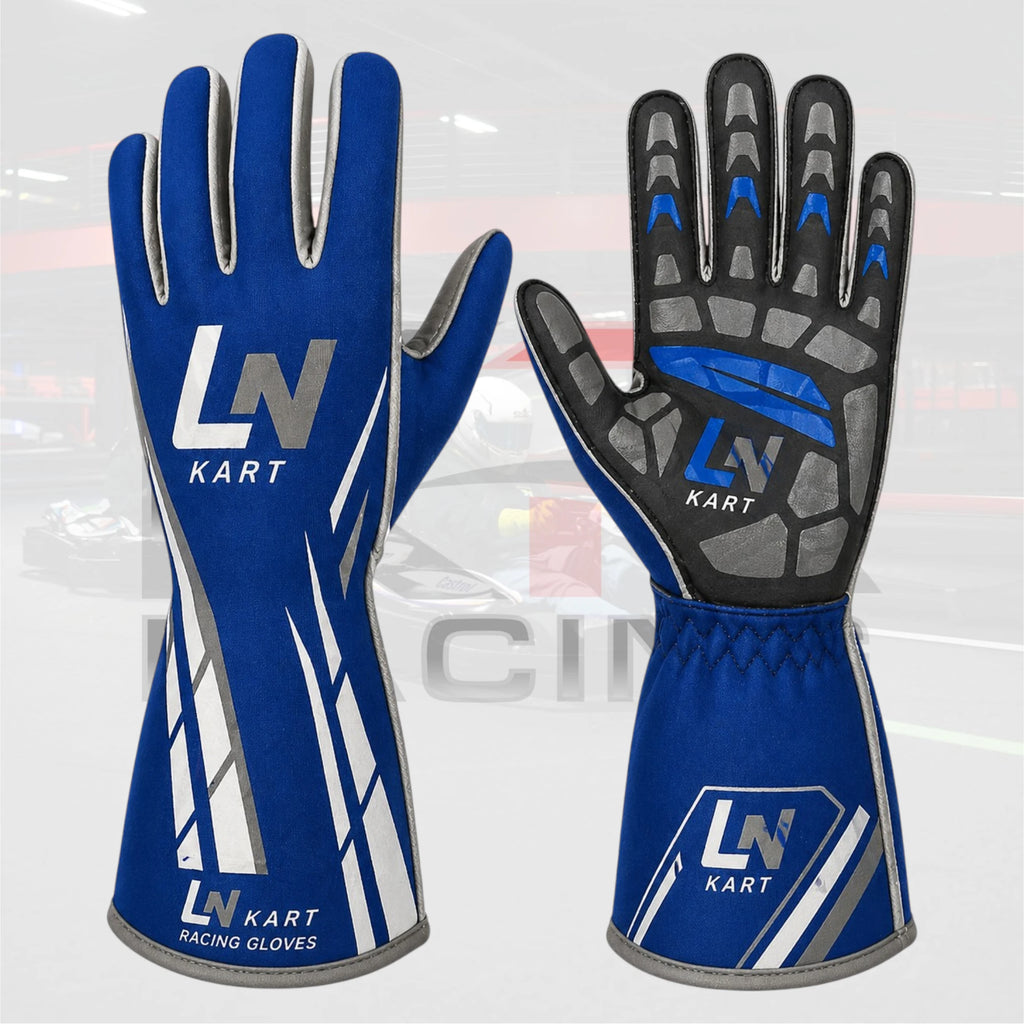 LN kart Racing gloves Blue & Gray