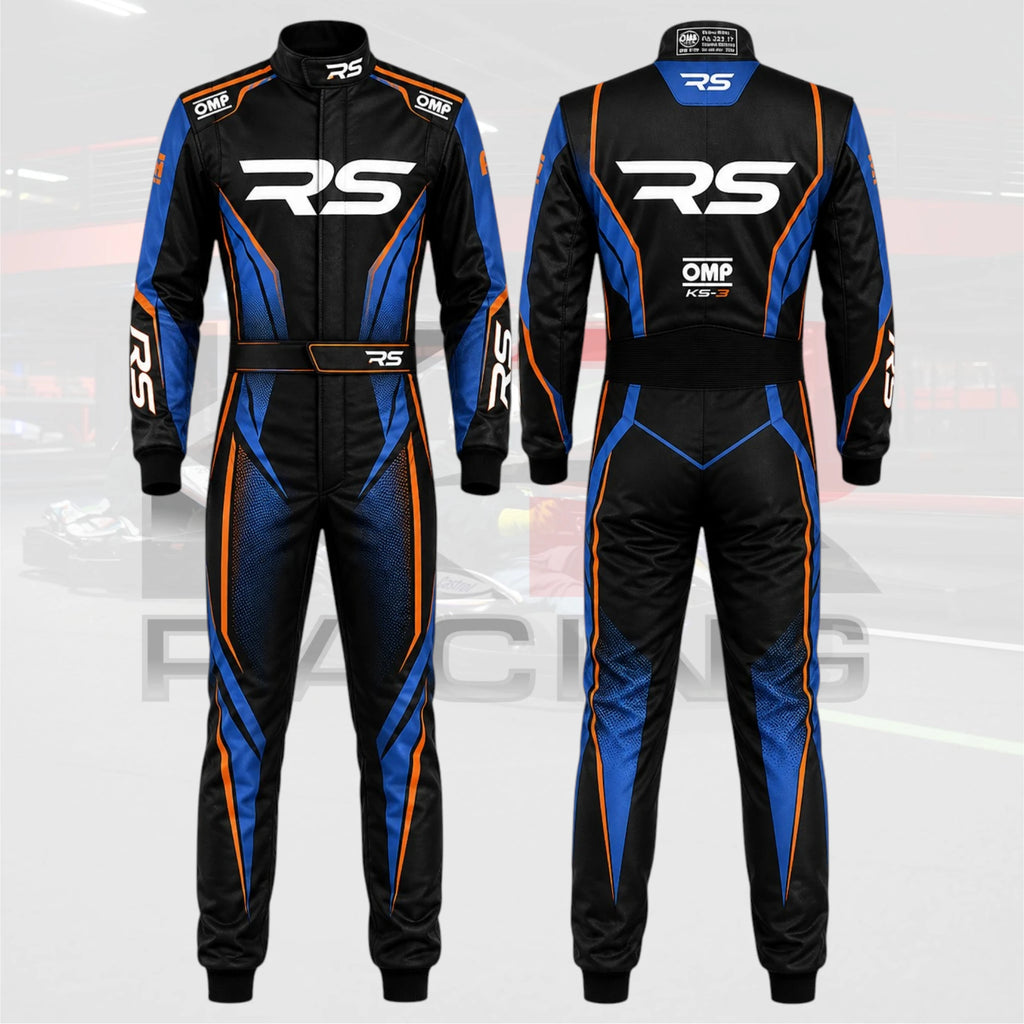 2026 RS Kart Racing Suit Black / Blue / Orange