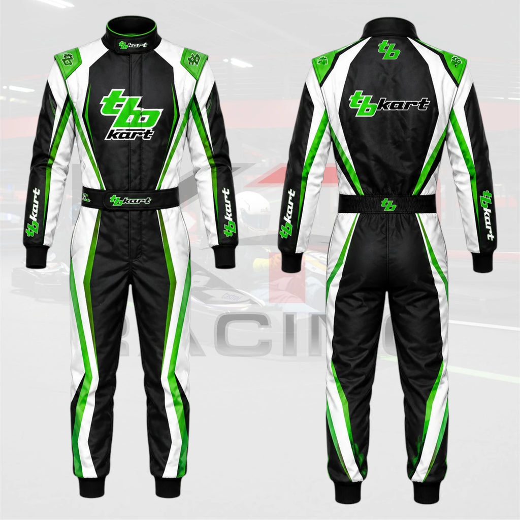 2024 TB Kart Racing Suit Black & Green & White