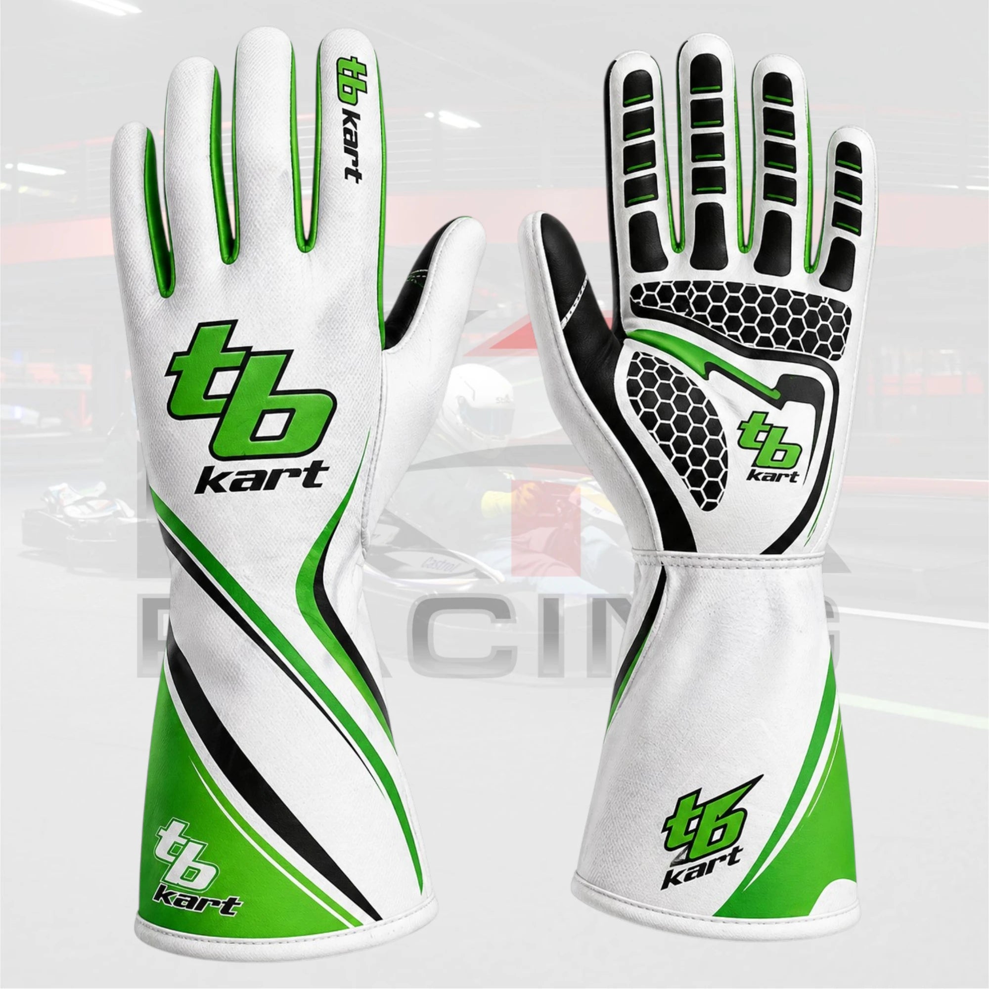 2026 TB Kart Racing Gloves White & Green