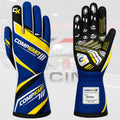 New 2026 Compkart Kart Racing Gloves Blue & Yellow