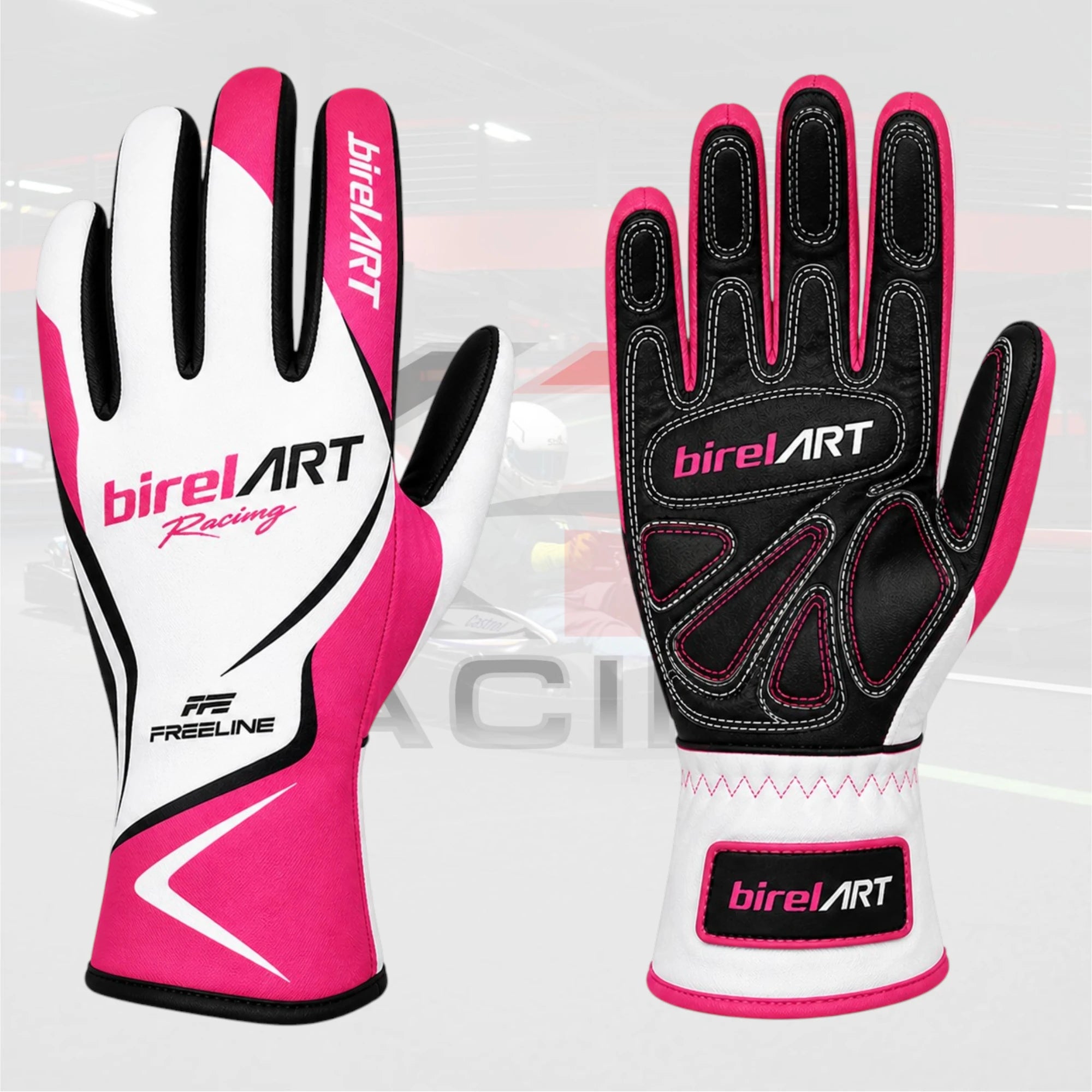 New Birel Art Kart Racing Gloves Black / White / Pink