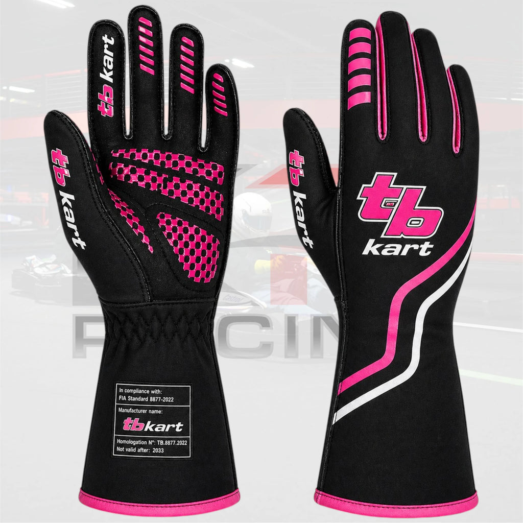 New TB Kart Racing Gloves Pink & Black