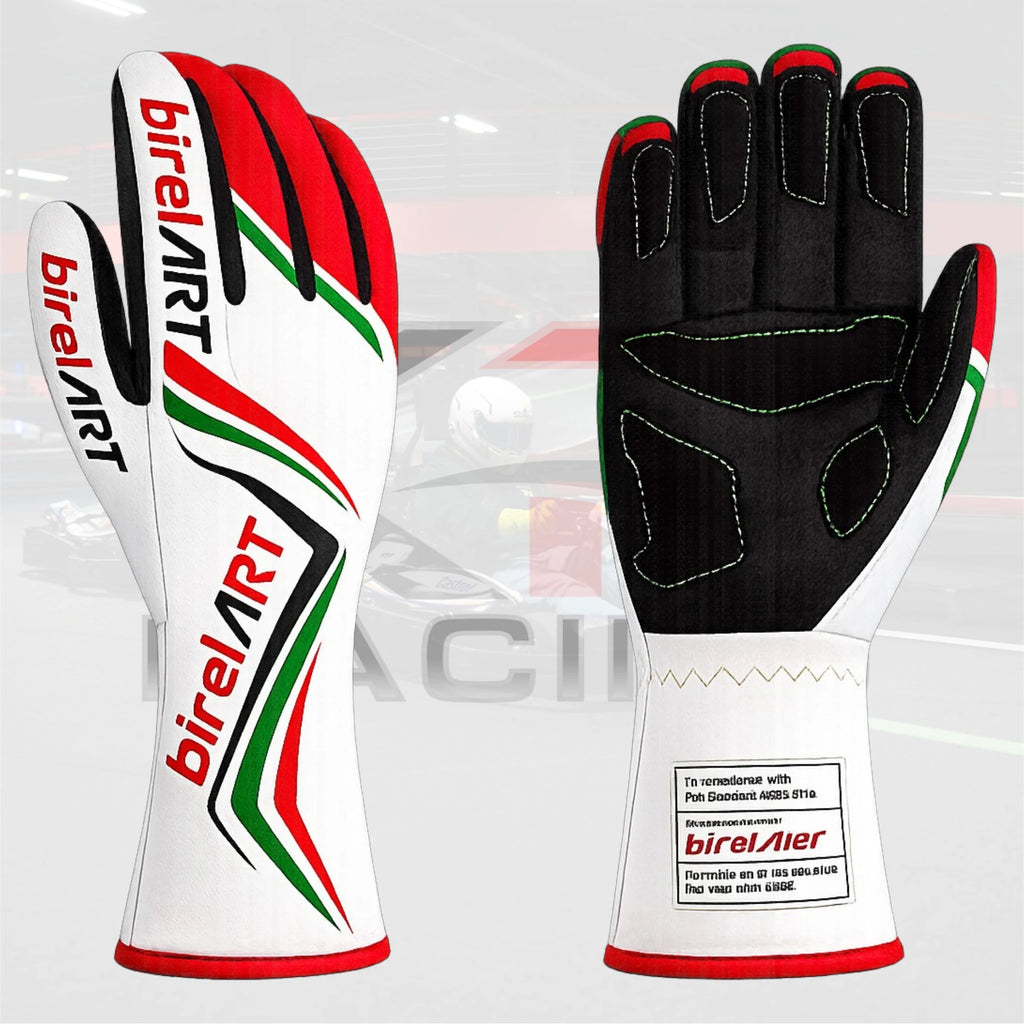 2026 New Birel Art Kart Racing Gloves White / Green / Red