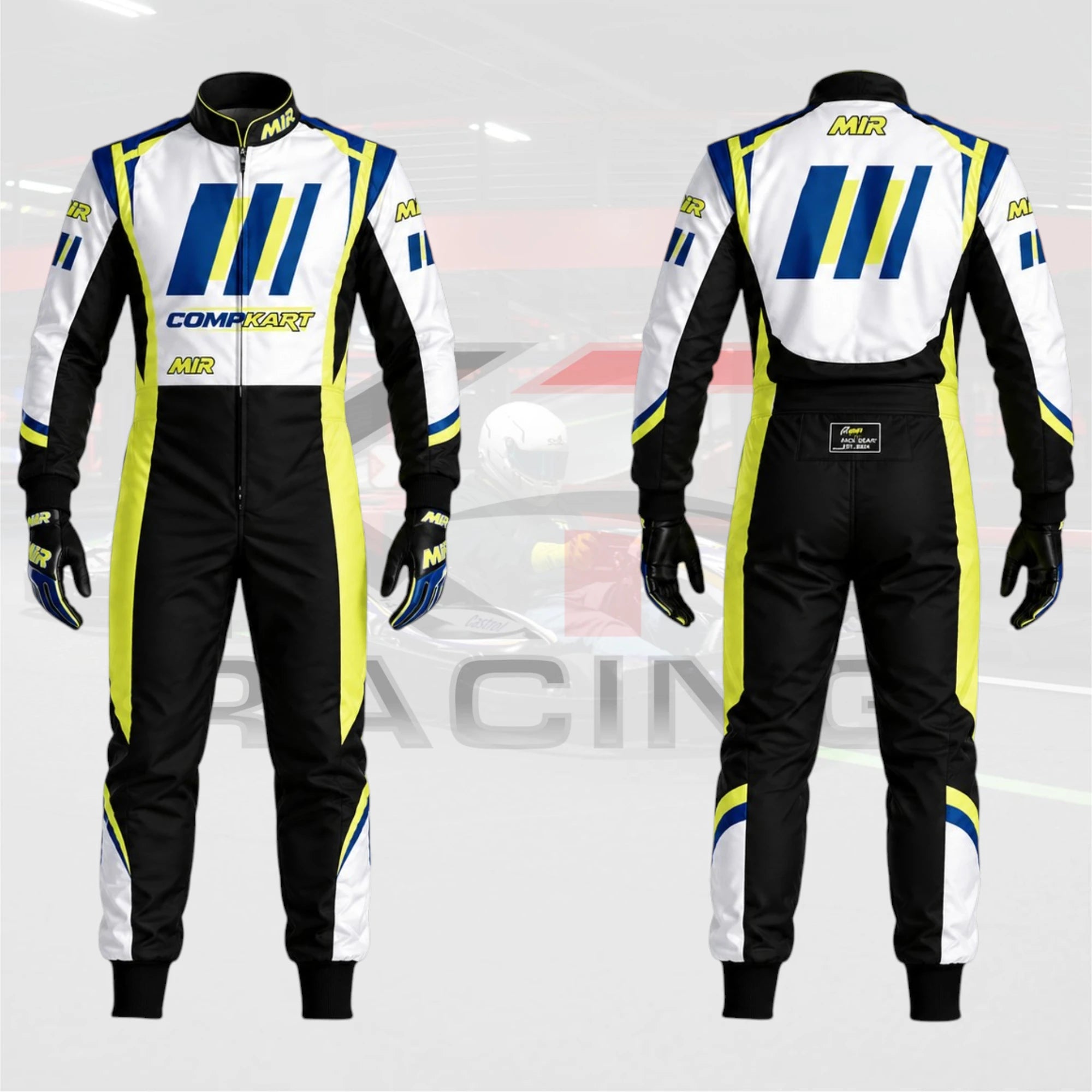 2023 Compkart kart Go kart Racing suit White & Black