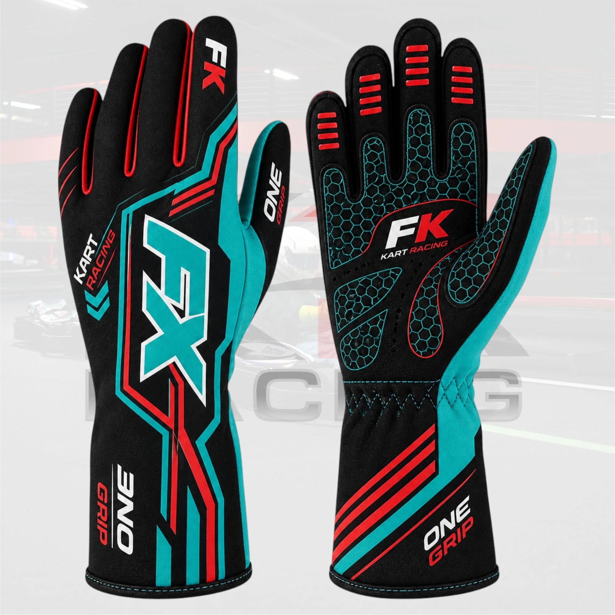 FK Pro Kart Racing Gloves 2026 – Teal Edition