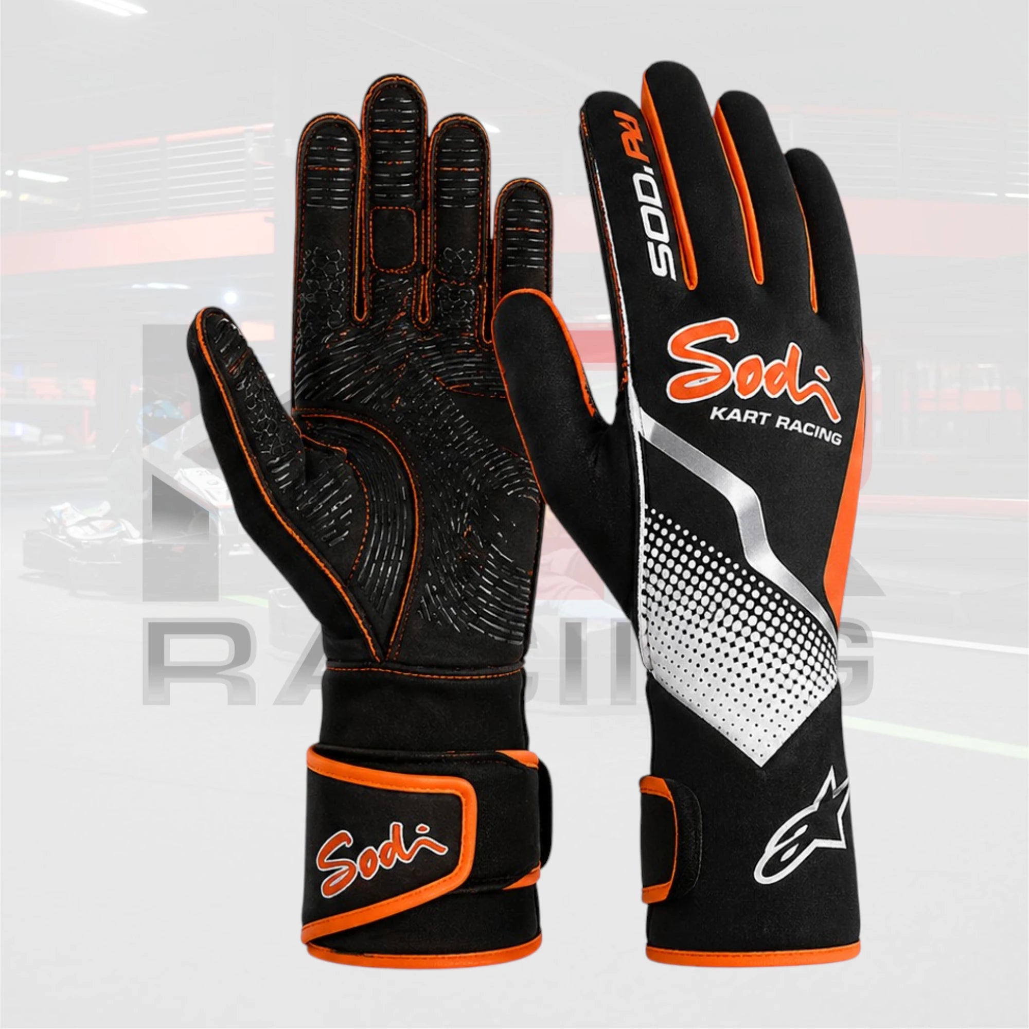 New 2024 Sodi Kart Racing Gloves Orange White