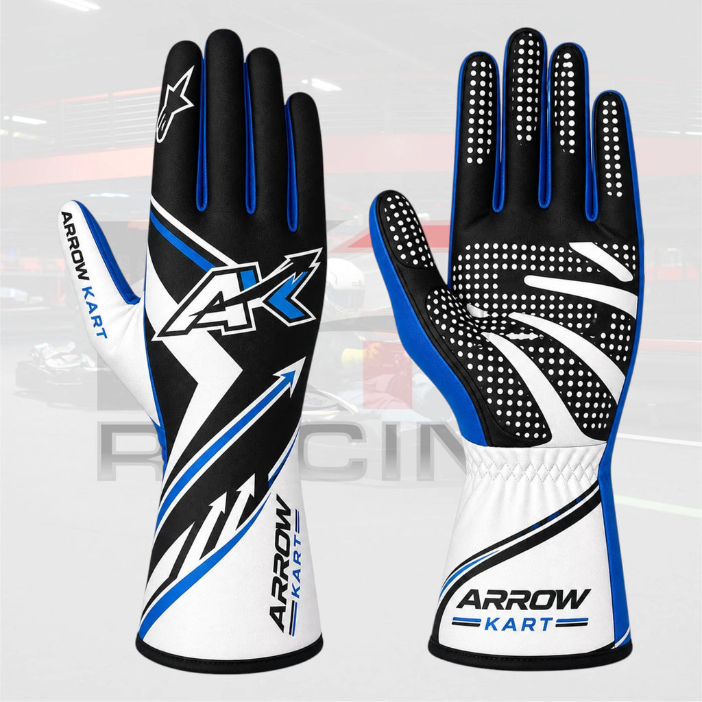 2026  OMP Arrow Kart Racing Gloves White / Black / Blue