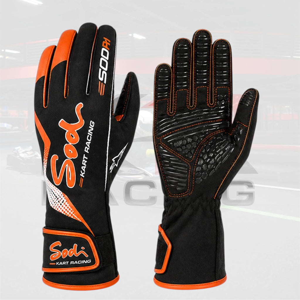 New 2023 Sodi Kart Racing Gloves Orange Black