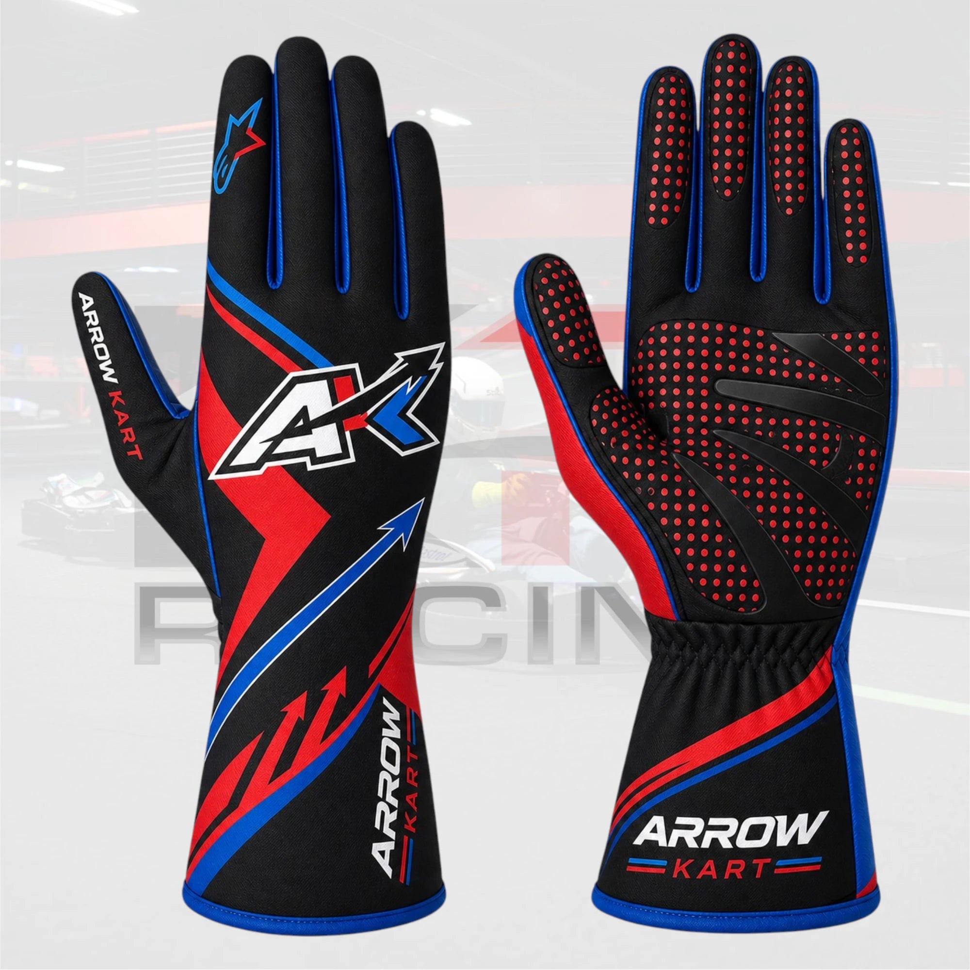 2026 Alpinstar Arrow Kart Racing Gloves Black / Red / Blue