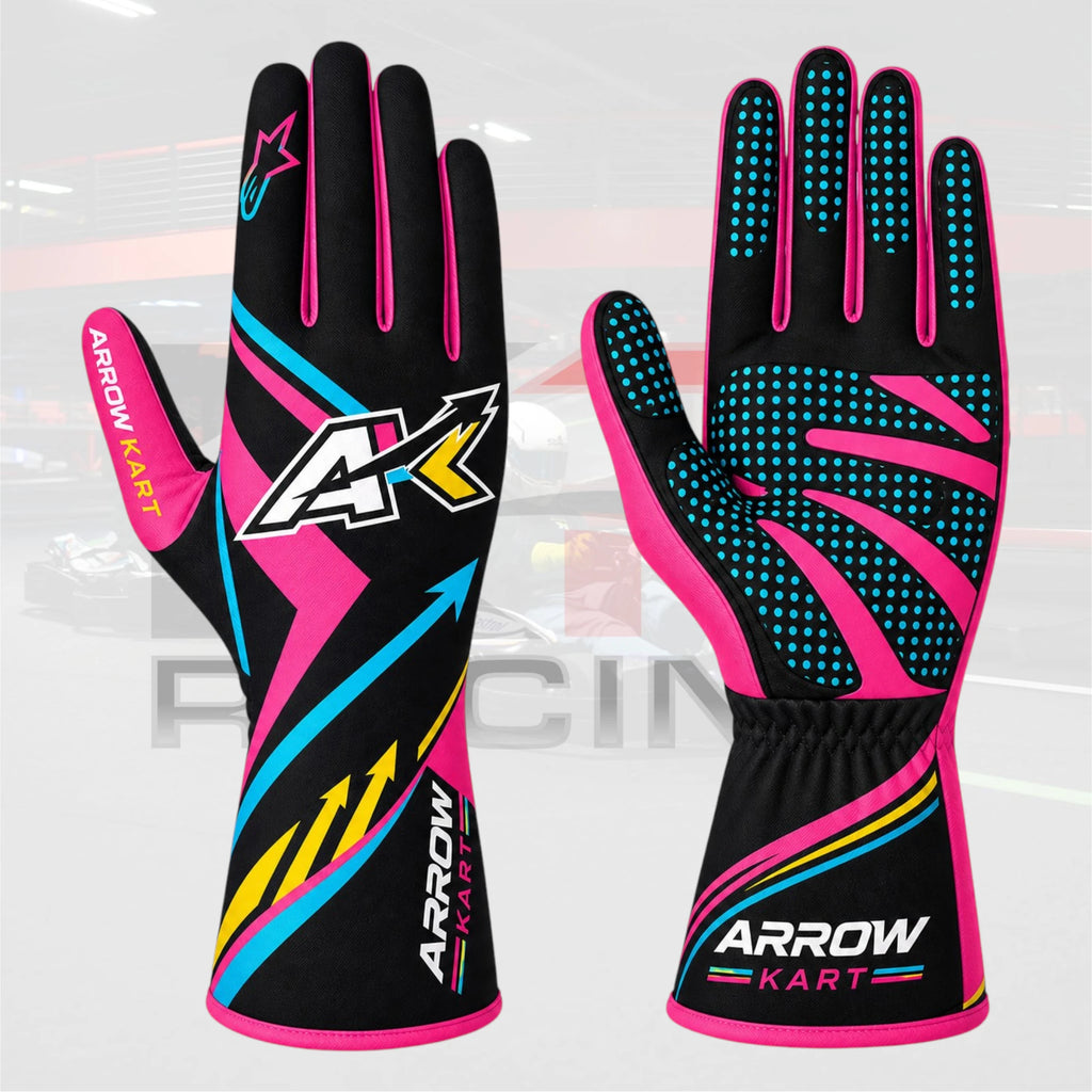 Alpinstar Arrow Kart Racing Gloves Black / Syan / Pink