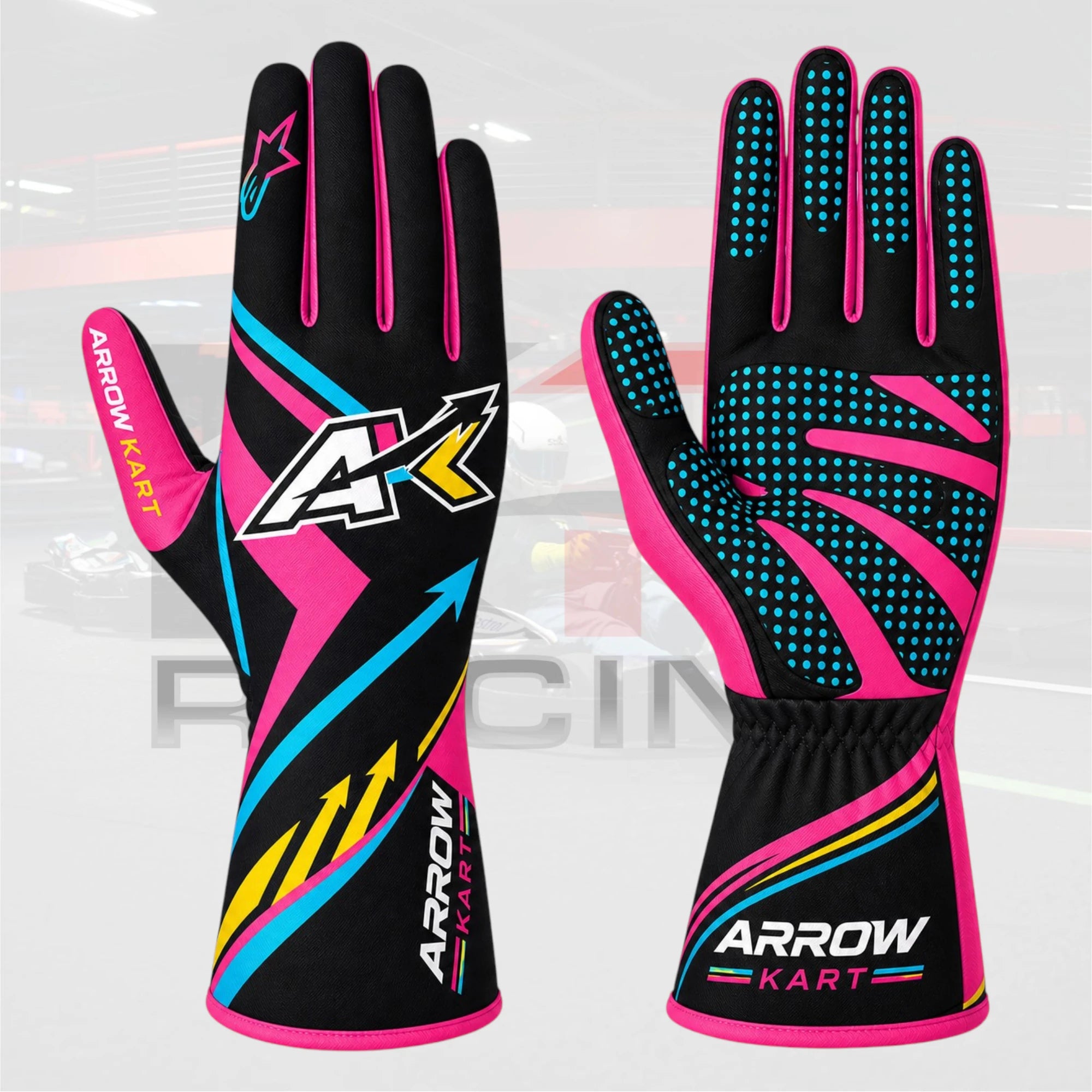 Alpinstar Arrow Kart Racing Gloves Black / Syan / Pink