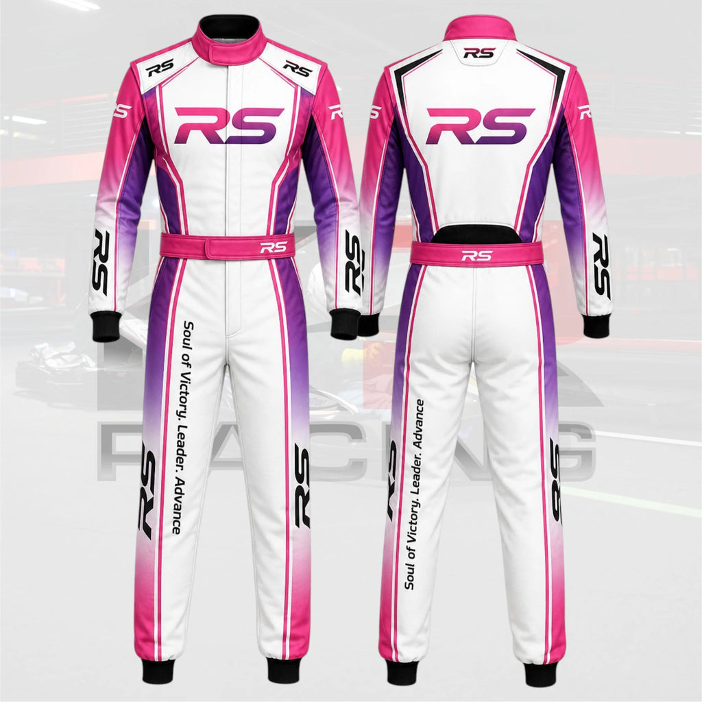 2026 New RS Kart Racing Suit White / Pink / Purple