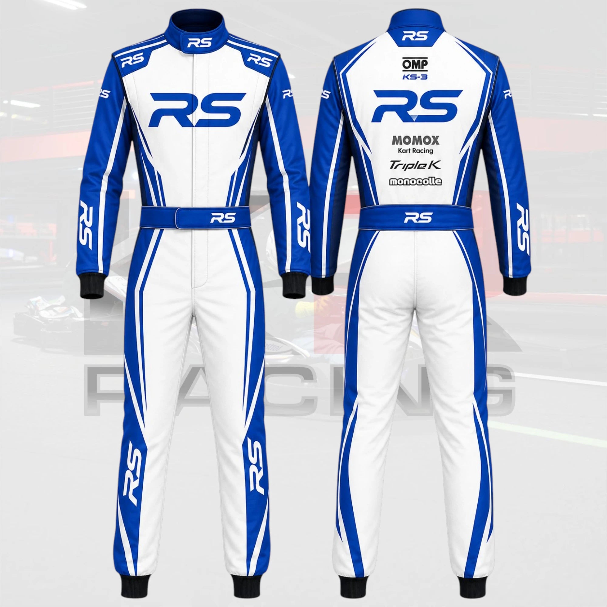 OMP RS Kart Racing Suit White / Blue