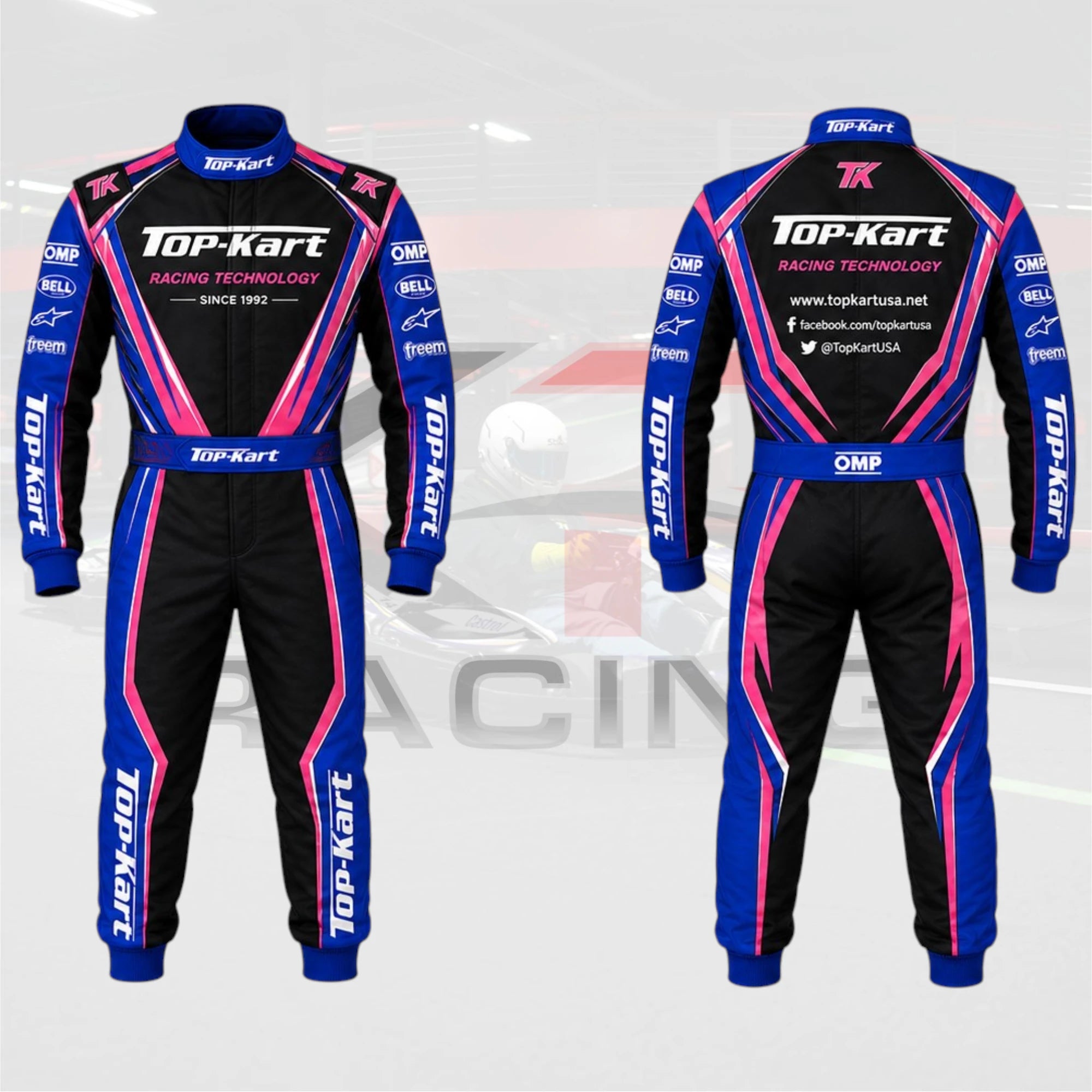 Top Kart V20 Neon Pulse Racing Suit – Blue/Black/Pink Edition