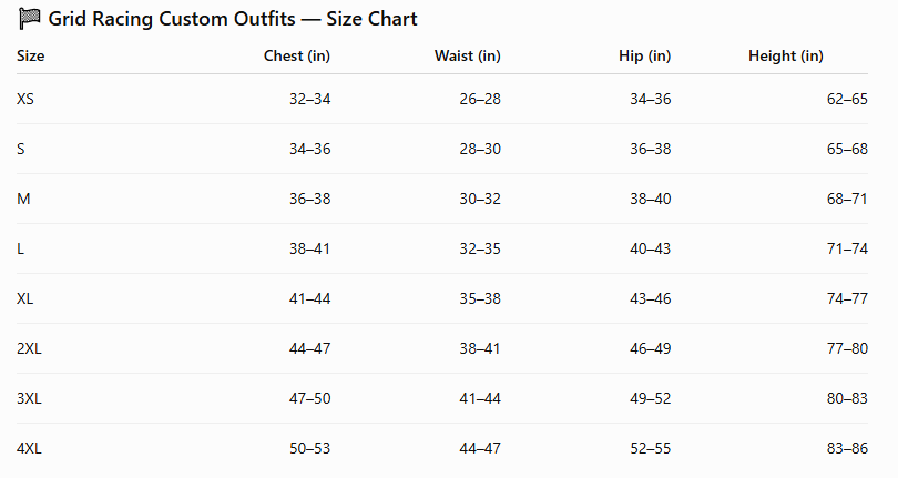 Kosmic Racing Women’s Grid Racing Custom Outfits