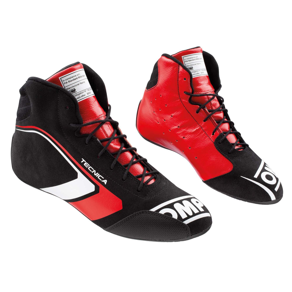 OMP Tecnica v1 Racing Shoes - FIA 8856-2018 Red = Black