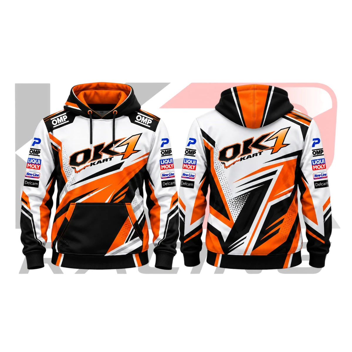 New OK1 Kart Racing Team Hoodies White & Orange