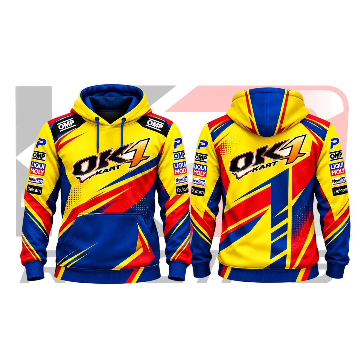OK1 Kart Racing Team Hoodies Blue & Red & Yellow
